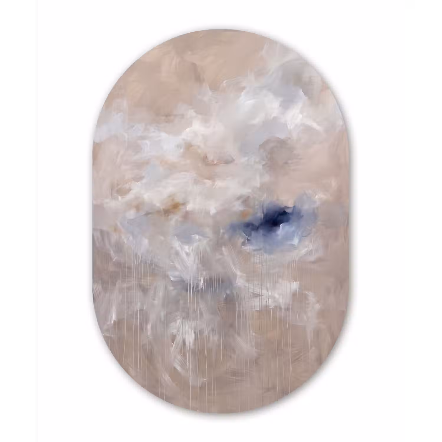 Abstract - Wolken - Sfeer - Modern - Beige Wandcirkel Ovaal Aluminium middel -3d