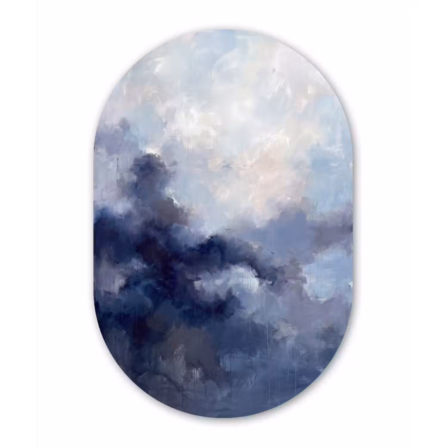Abstract - Wolken - Modern - Blauw - Kunst Wandcirkel Ovaal Aluminium middel -3d