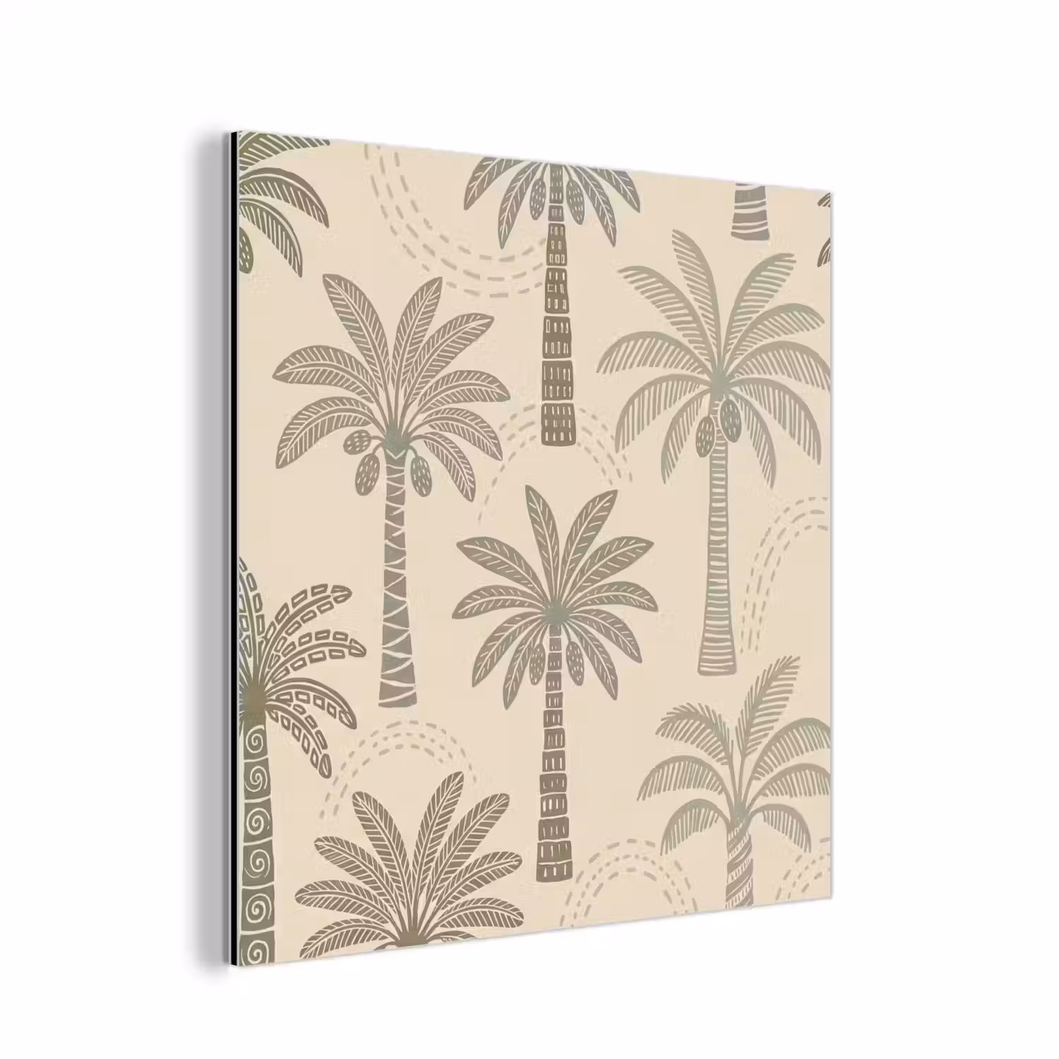 Palmbomen - Patroon - Tropisch - Beige aluminium wit klein -3d