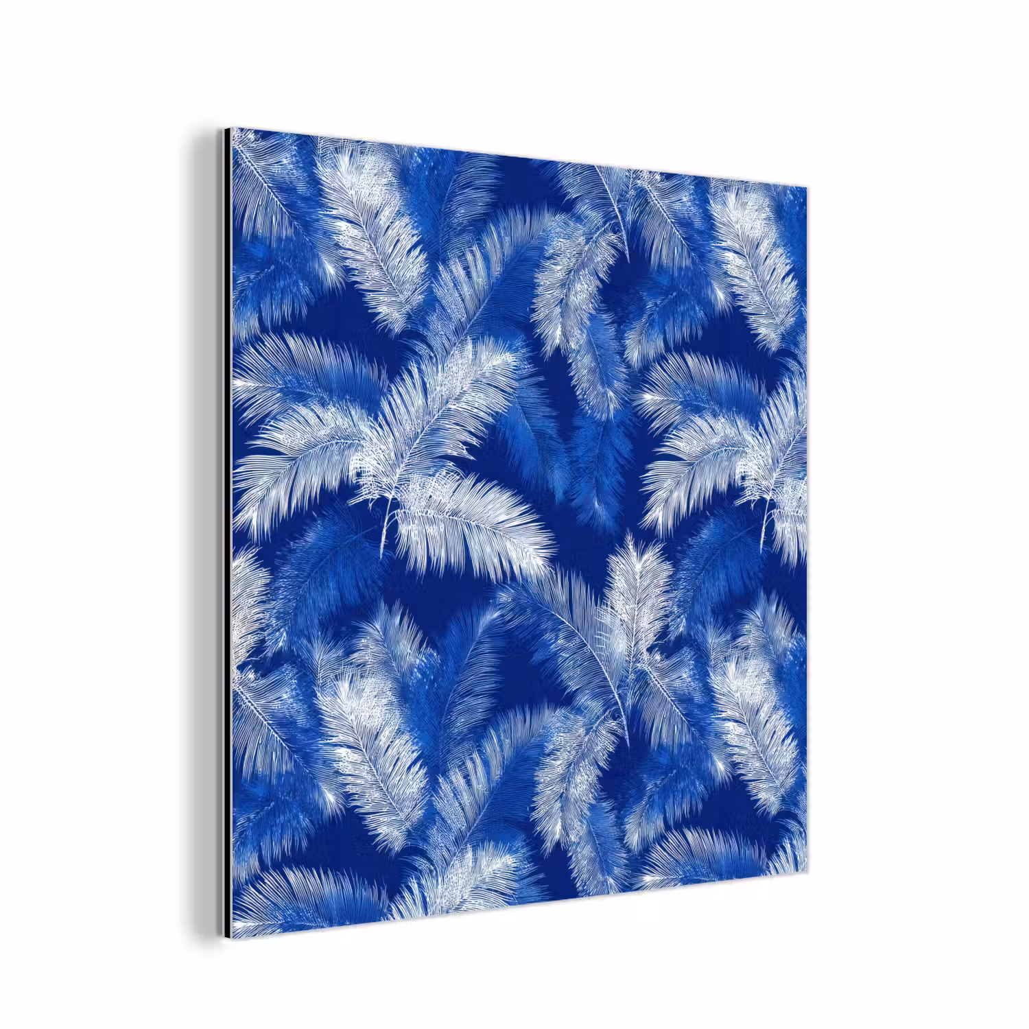 Palmblad - Patroon - Blauw aluminium wit klein 46 -3d