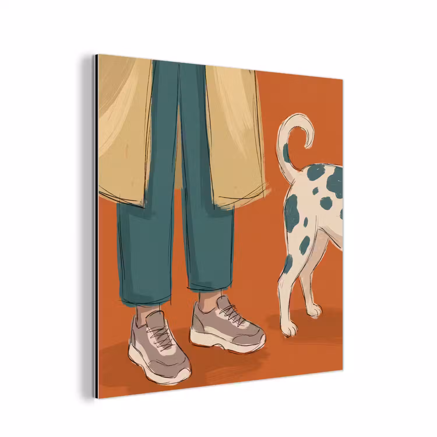 Persoon - Hond - Dieren - Illustratie - Modern aluminium wit klein -3d