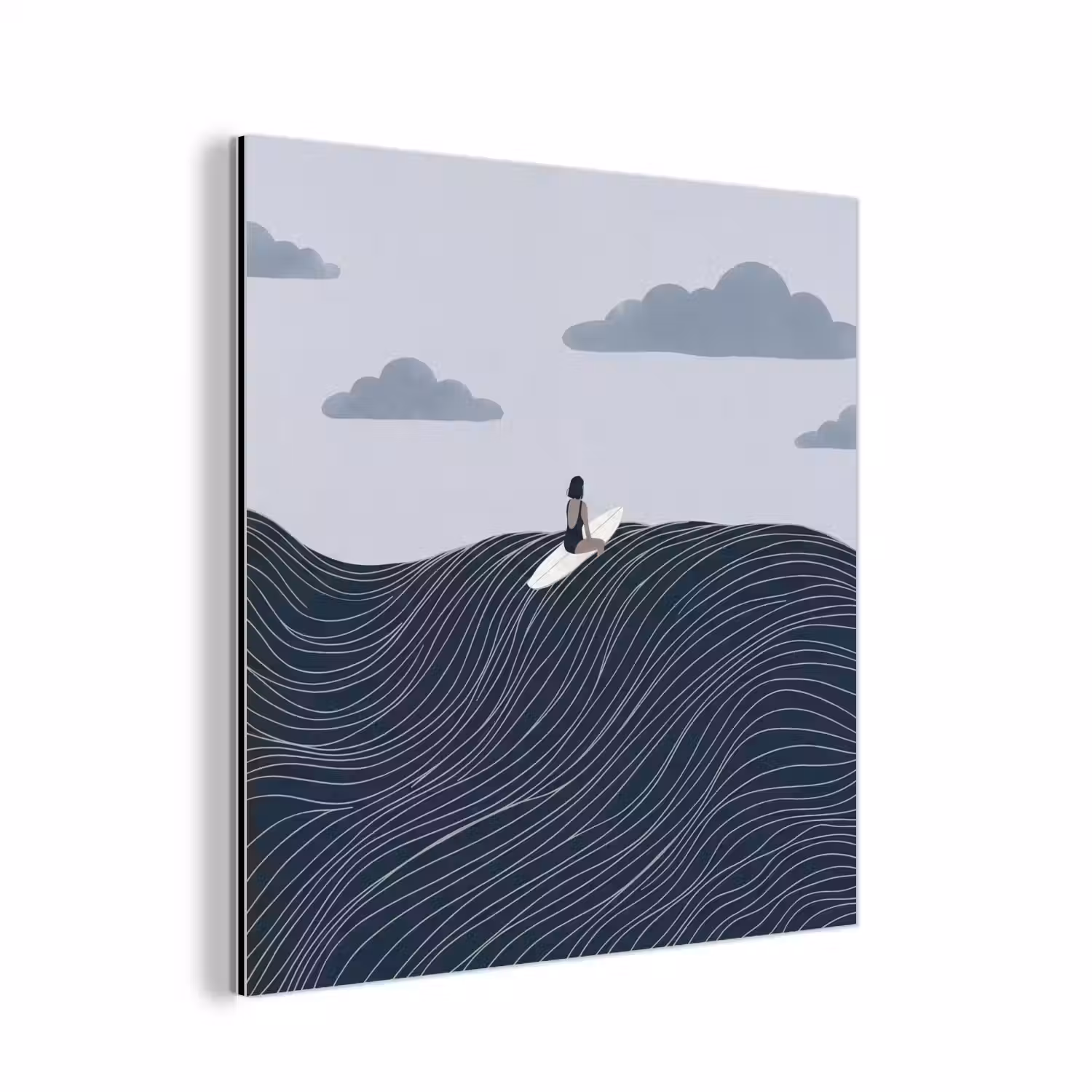 Persoon - Surfen - Oceaan - Natuur - Modern aluminium wit klein -3d