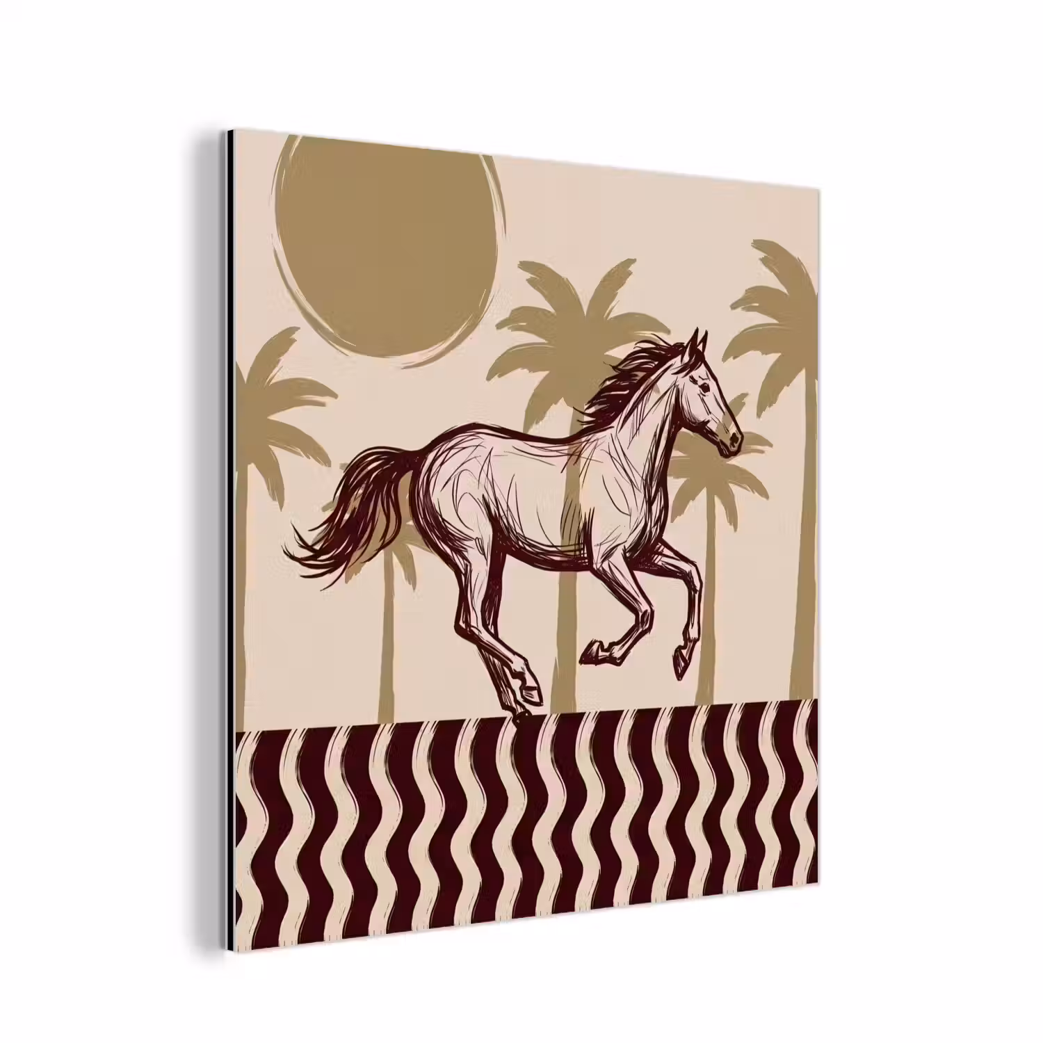 Paard - Galopperend - Woestijn - Illustratie aluminium wit klein -3d
