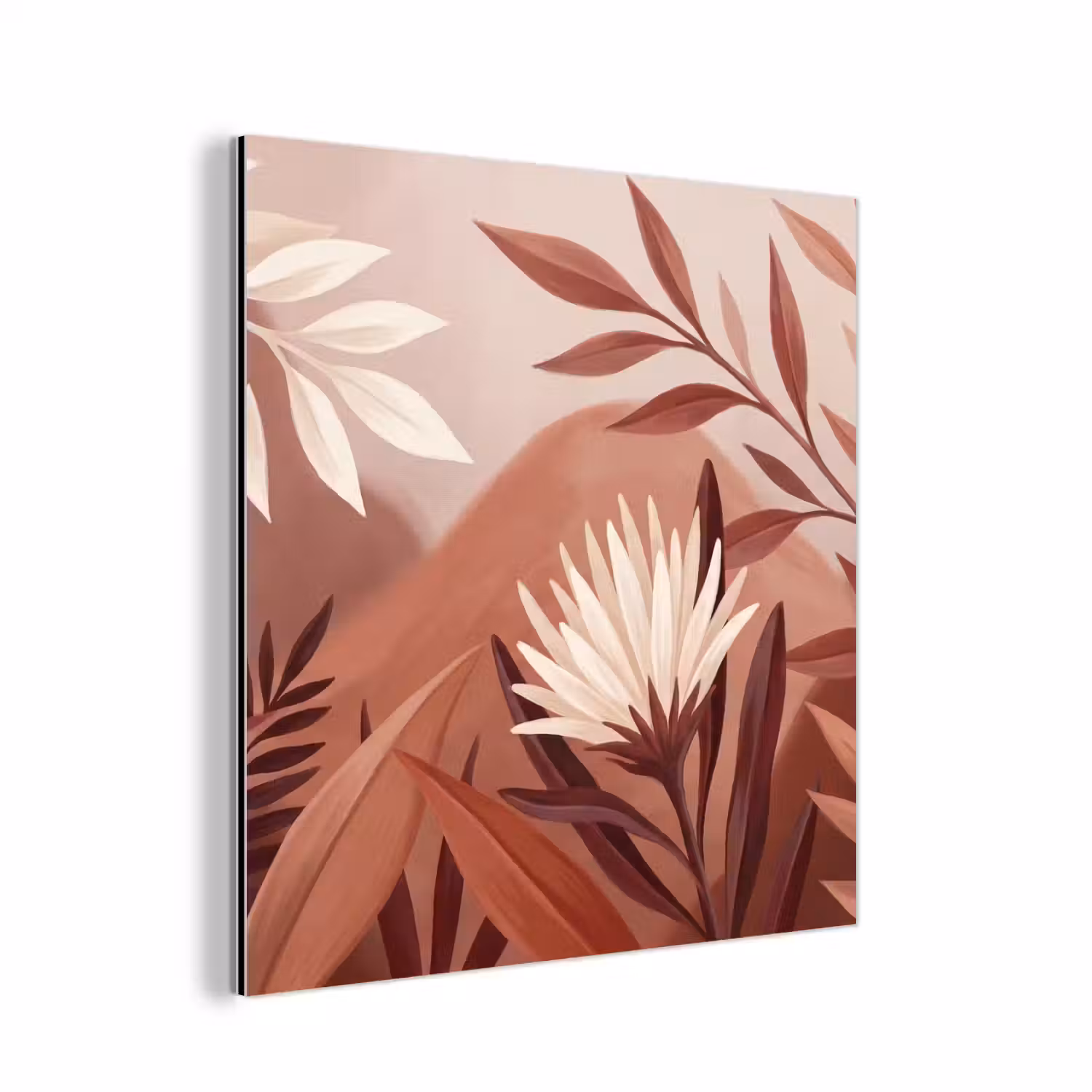 Planten - Bladeren - Botanisch - Modern - Bruin aluminium wit klein -3d