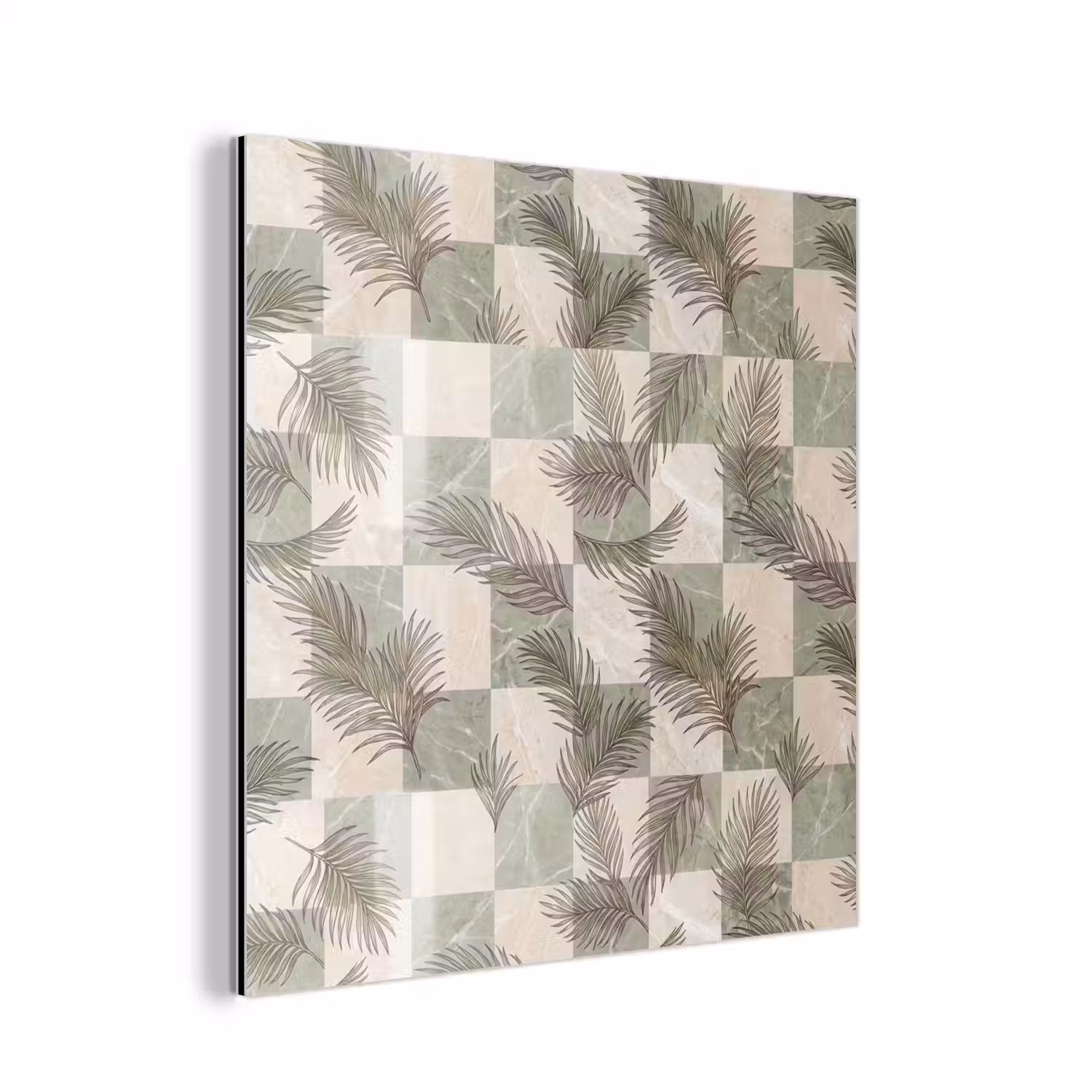 Planten - Bladeren - Marmer - Modern - Groen aluminium wit klein -3d