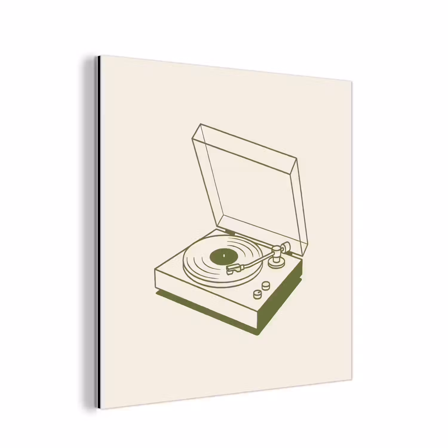 Platenspeler - Vinyl - Muziek - Minimalistisch - Groen aluminium wit klein -3d
