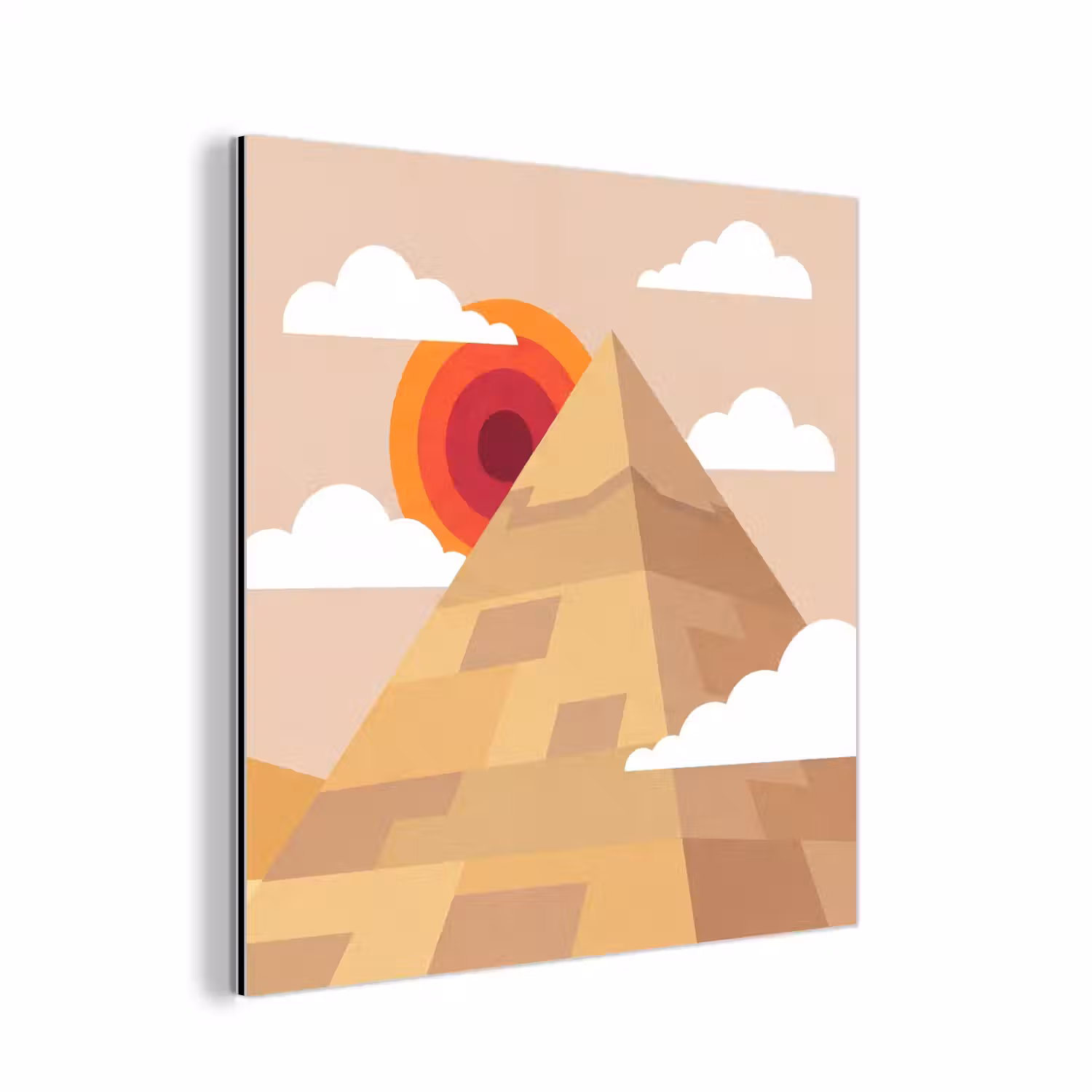 Piramide - Zon - Woestijn - Modern - Oranje aluminium wit klein -3d