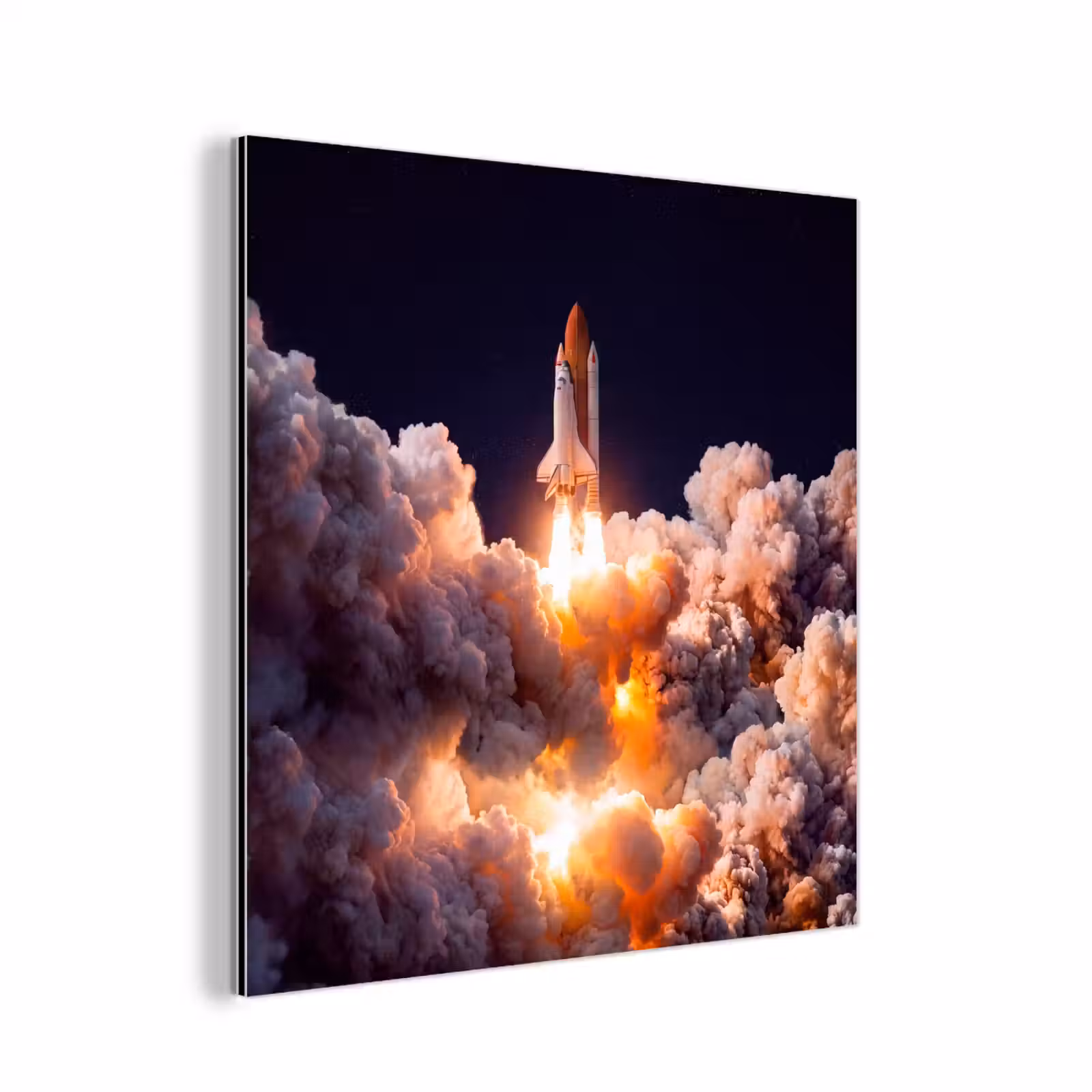 Alu-Dibond-Bild - Raumfahrzeug – Start – Sterne - Ruimtevaartuig - Lancering - Sterren aluminium wit klein