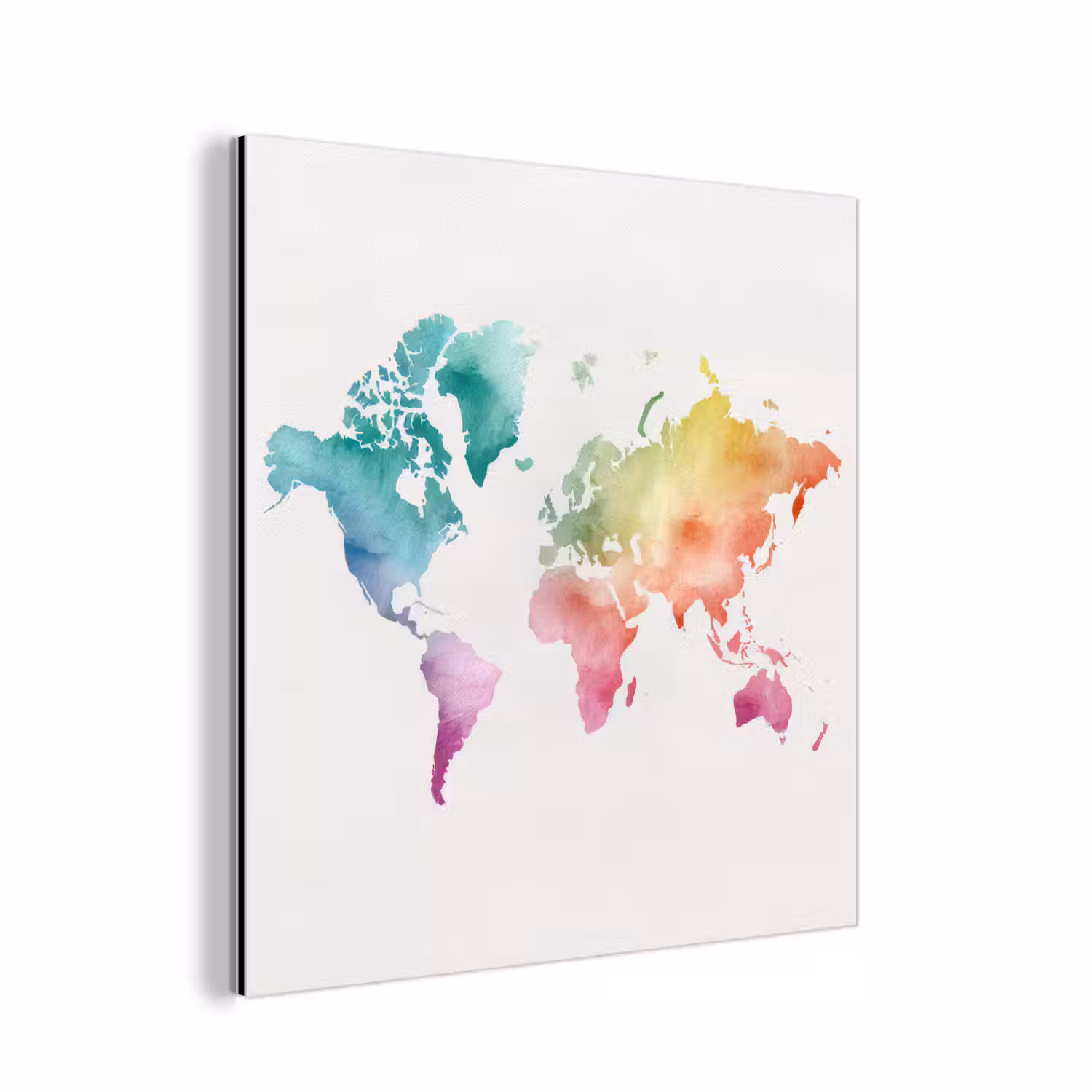 Regenboog - Wereldkaart - Overloop aluminium wit klein -3d