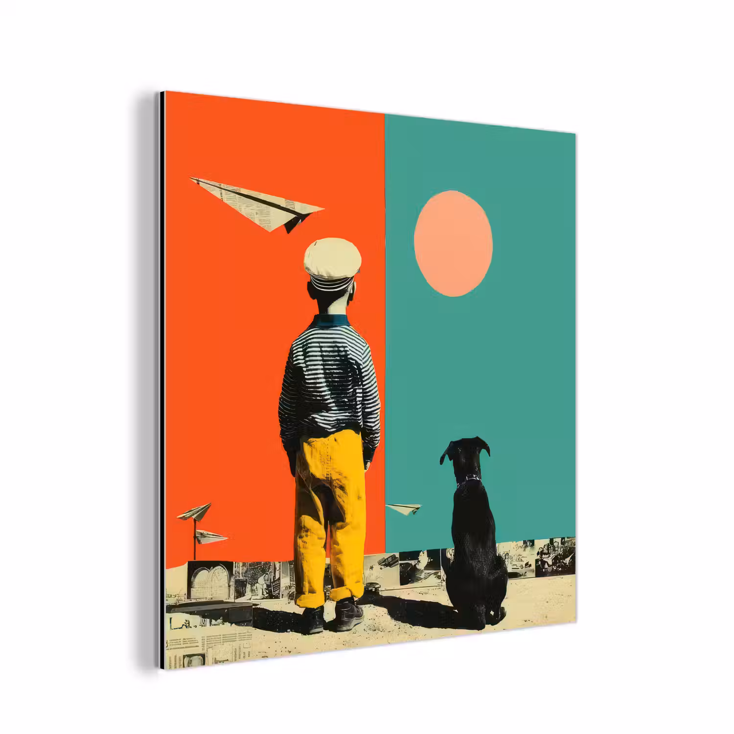 Retro - Jongen - Hond - Rood - Groen aluminium wit klein -3d
