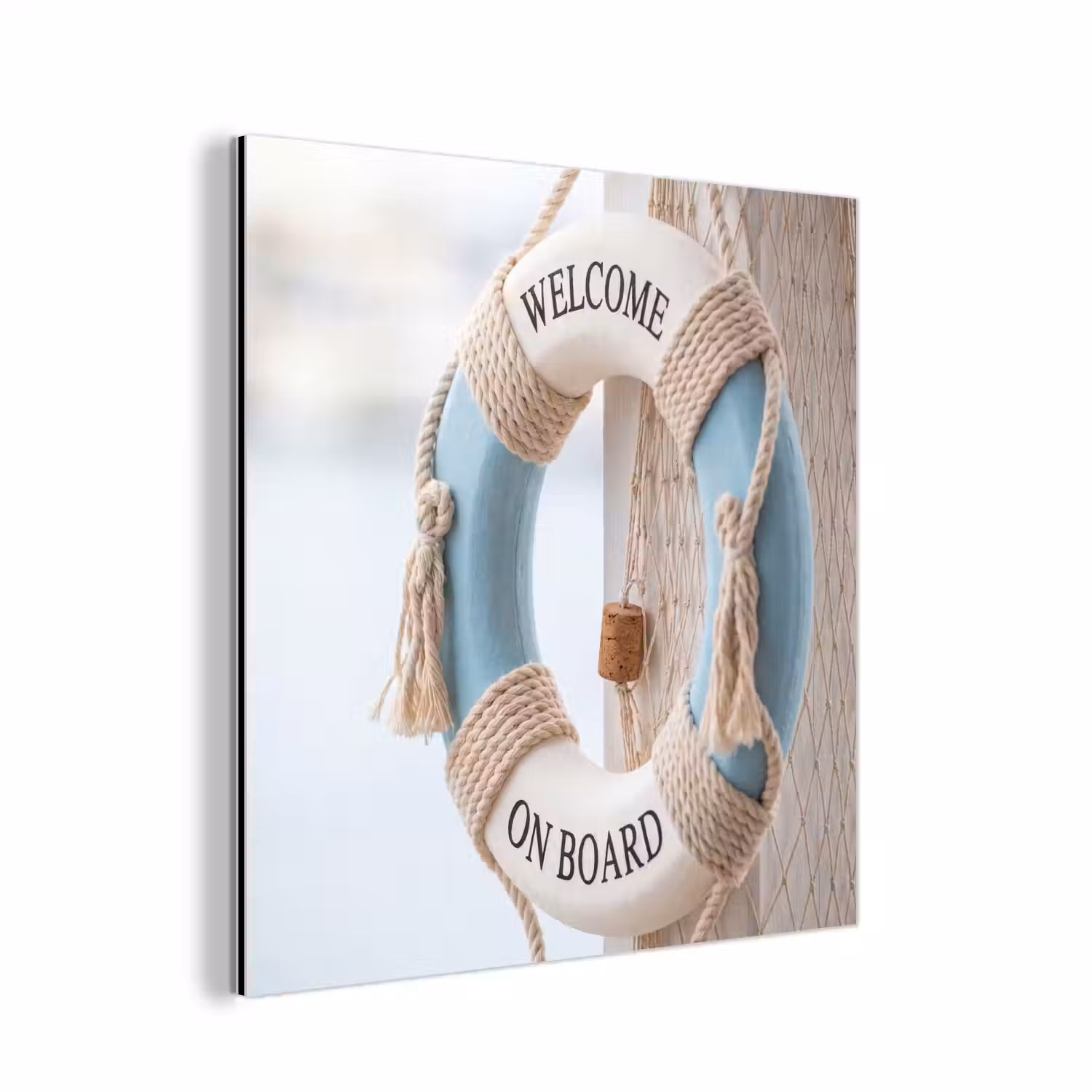 Reddingsboei - Maritiem - Welkom - Blauw - Wit aluminium wit klein -3d