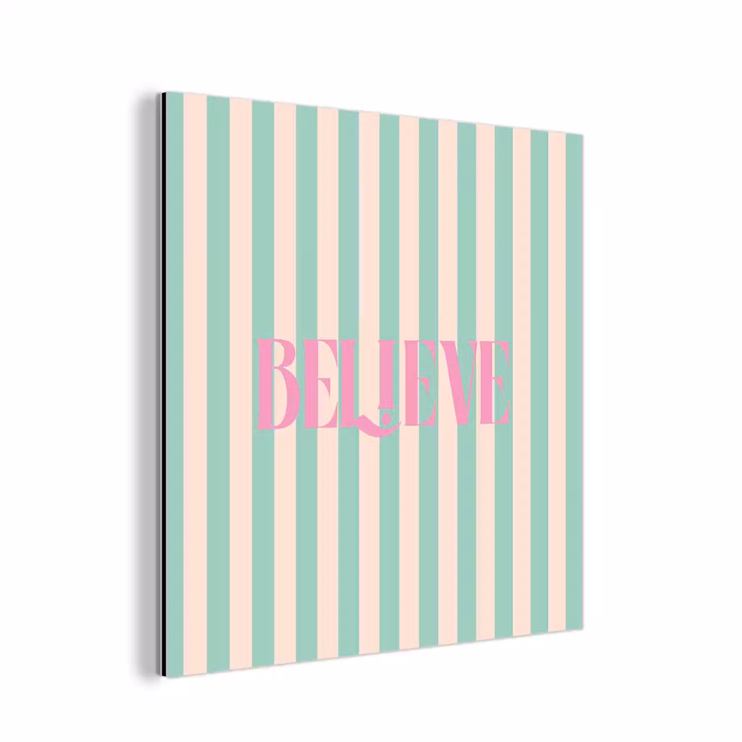 Roze - Groen - Strepen - Believe aluminium wit klein -3d