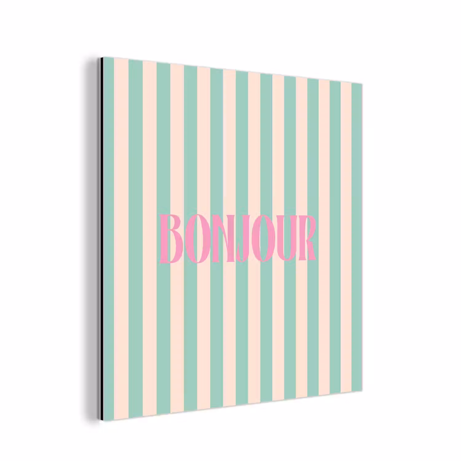 Roze - Groen - Strepen - Bonjour aluminium wit klein -3d