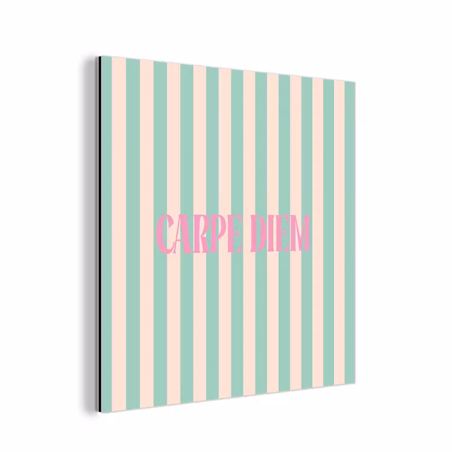 Roze - Groen - Strepen - Carpe diem aluminium wit klein -3d