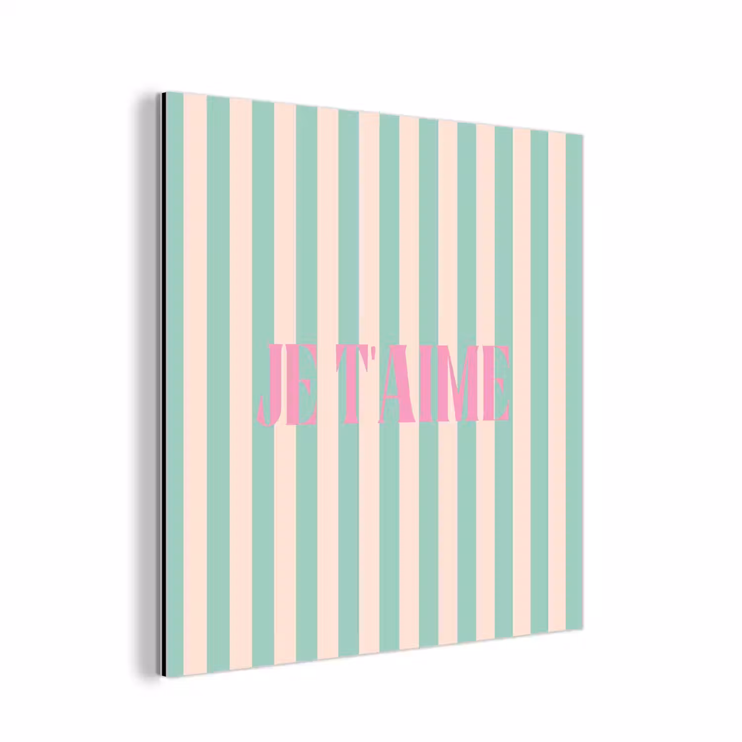 Roze - Groen - Strepen - Je t'aime aluminium wit klein -3d