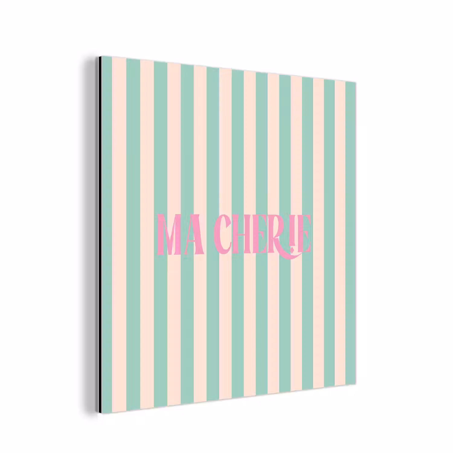 Roze - Groen - Strepen - Ma cherie aluminium wit klein -3d
