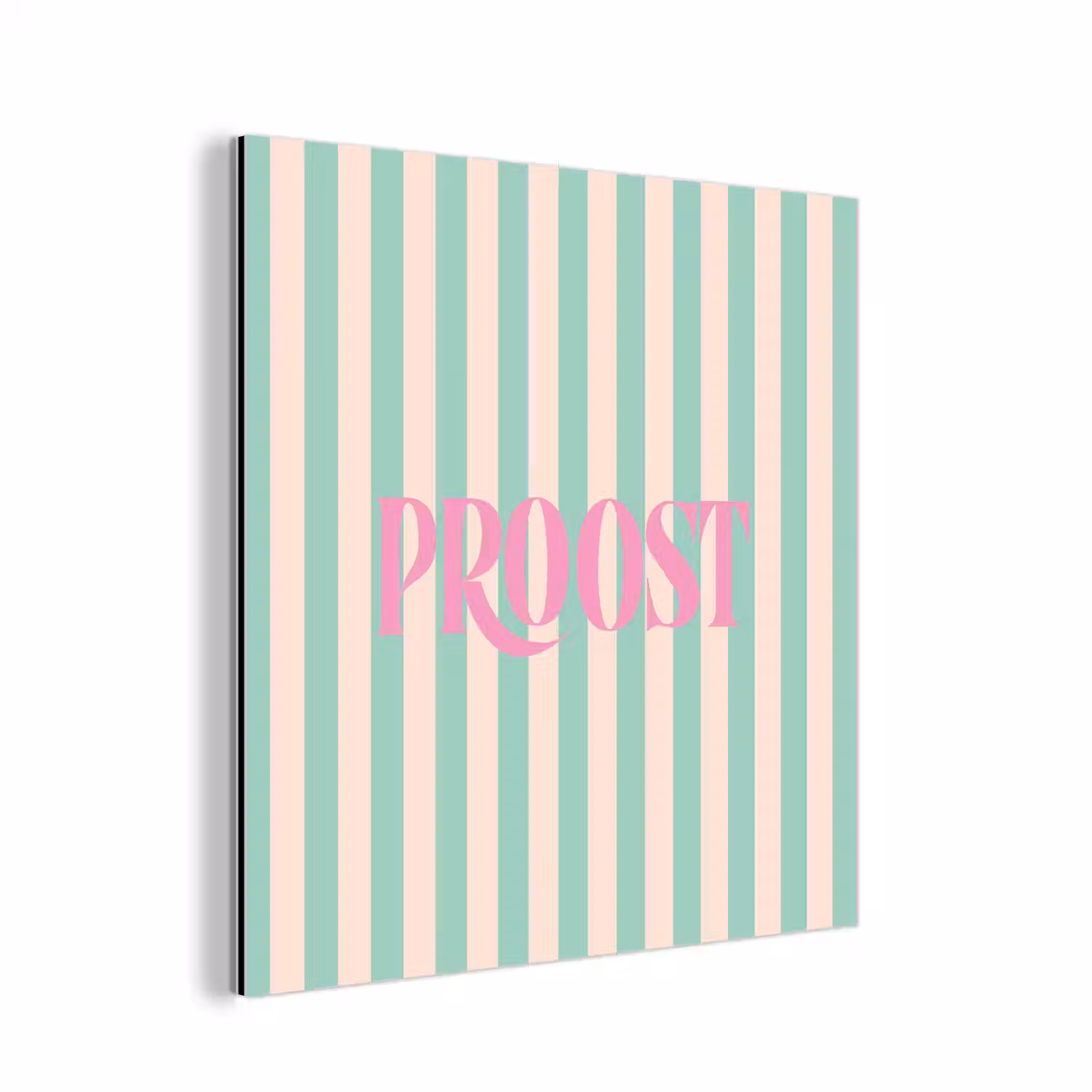 Roze - Groen - Strepen - Proost aluminium wit klein -3d