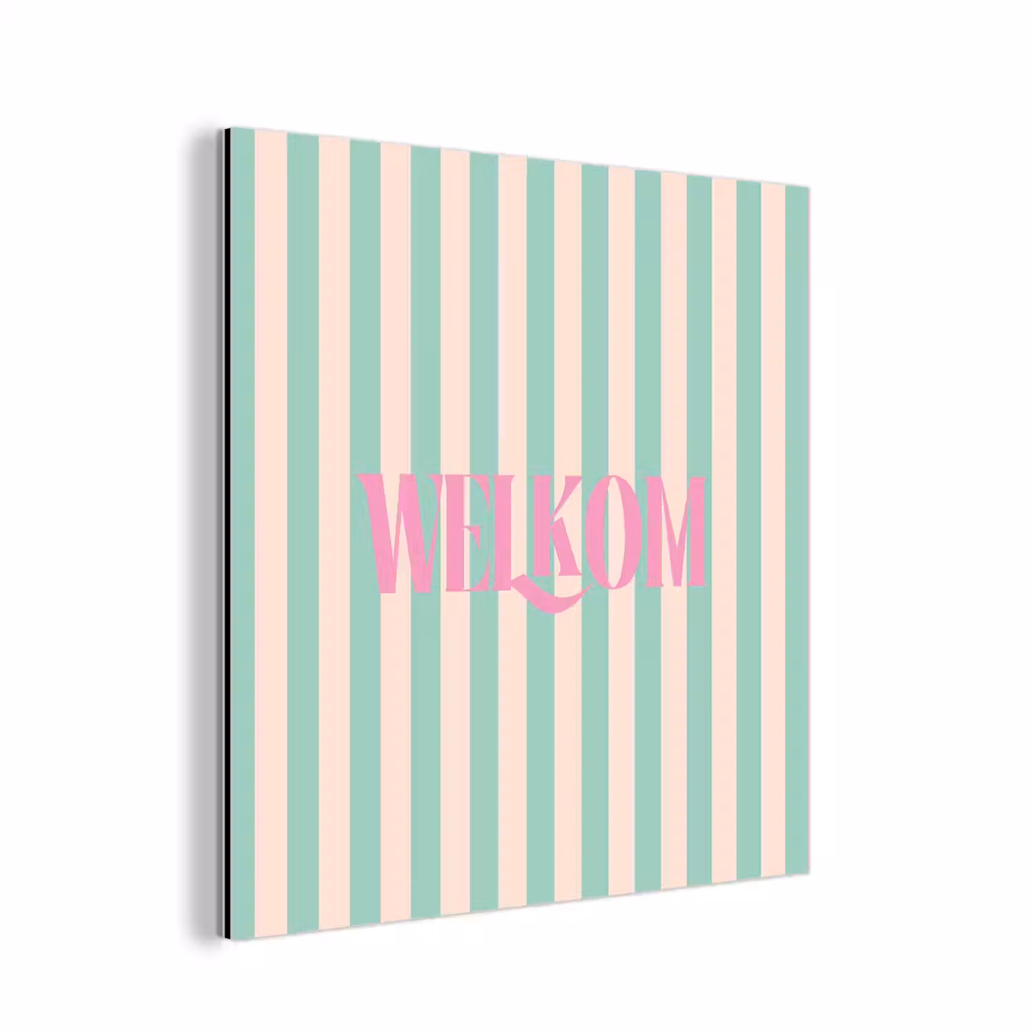 Roze - Groen - Strepen - Welkom aluminium wit klein -3d