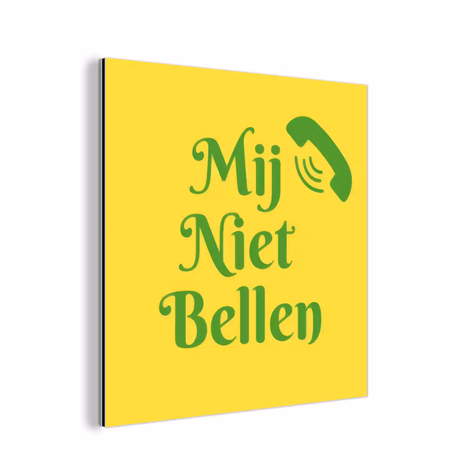 Mij niet bellen - Telefoon - Geel aluminium wit klein -3d