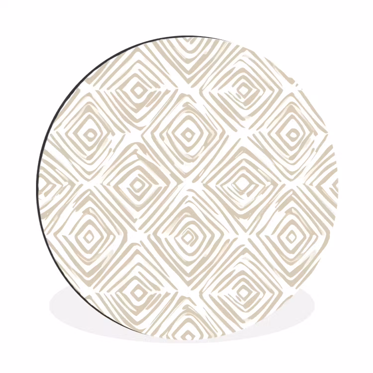 Abstract - Ruit - Beige Wandcirkel aluminium klein 190 -3d