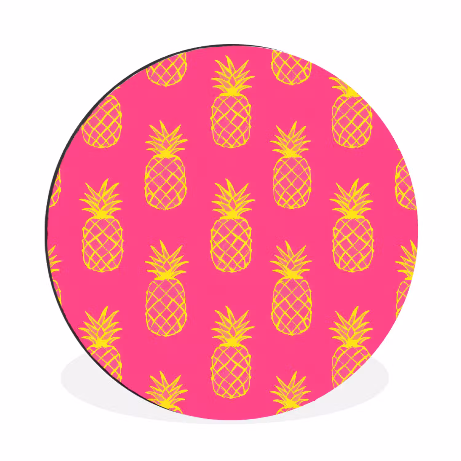 Ananas - Trendy - Roze Wandcirkel aluminium klein 190 -3d