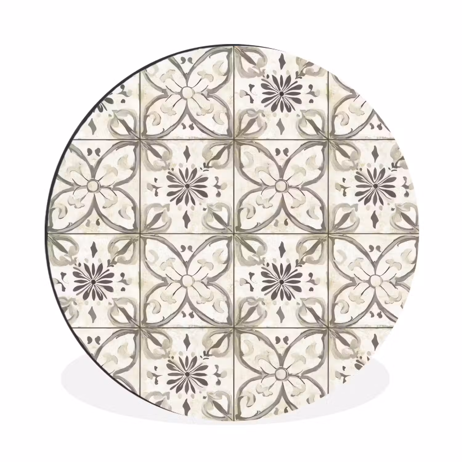 Antiek - Tegel - Beige Wandcirkel aluminium klein 190 -3d