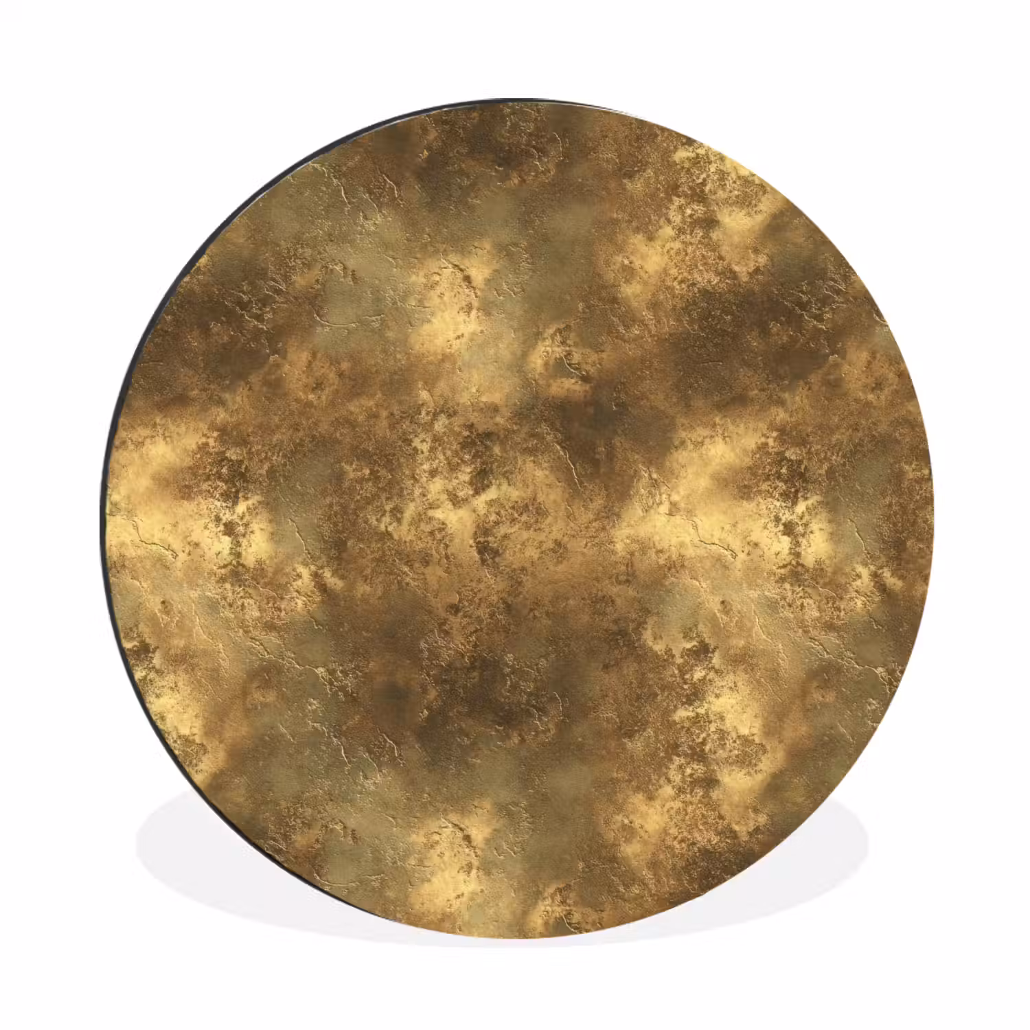 Antiek - Metaallook - Goud Wandcirkel aluminium klein 190 -3d