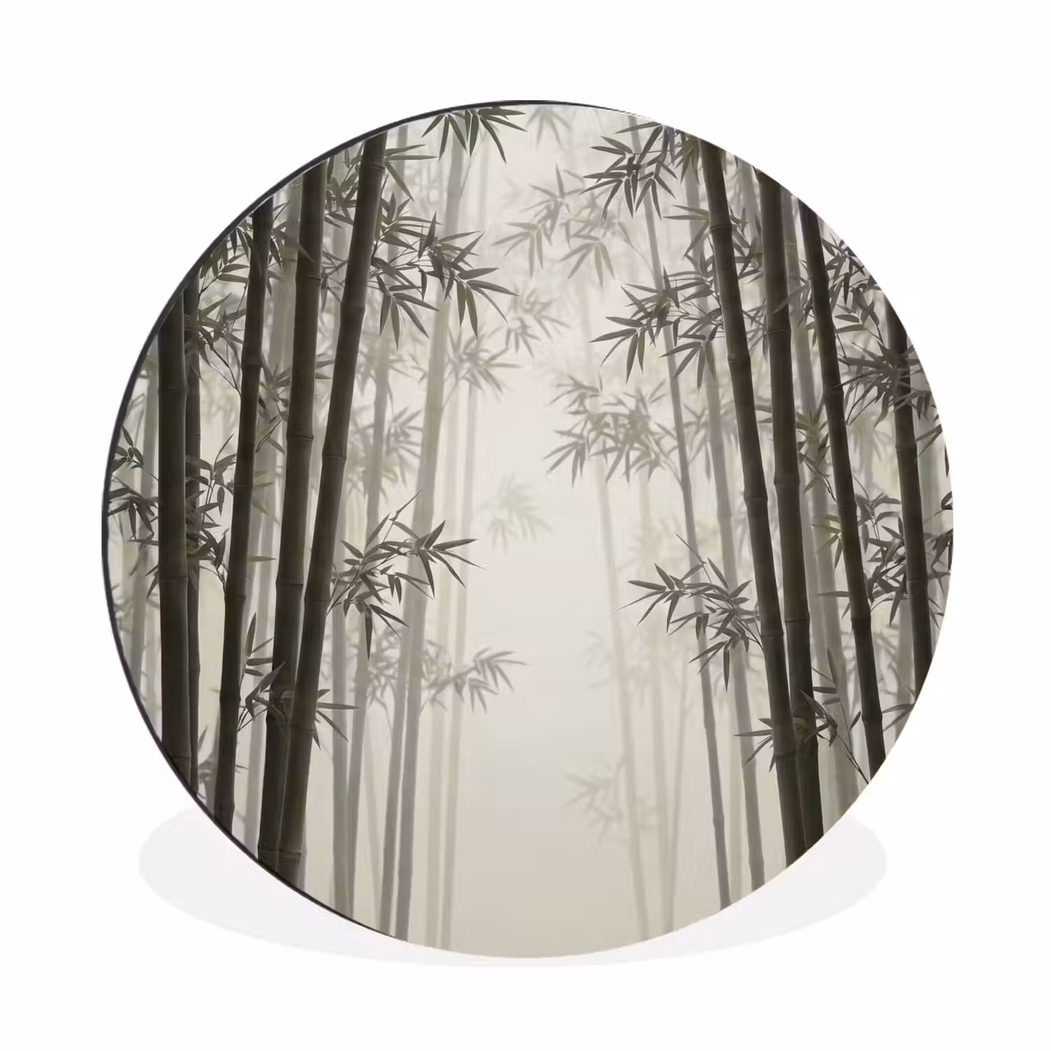 Bamboe - Bos - Mist - Natuur Wandcirkel aluminium klein -3d