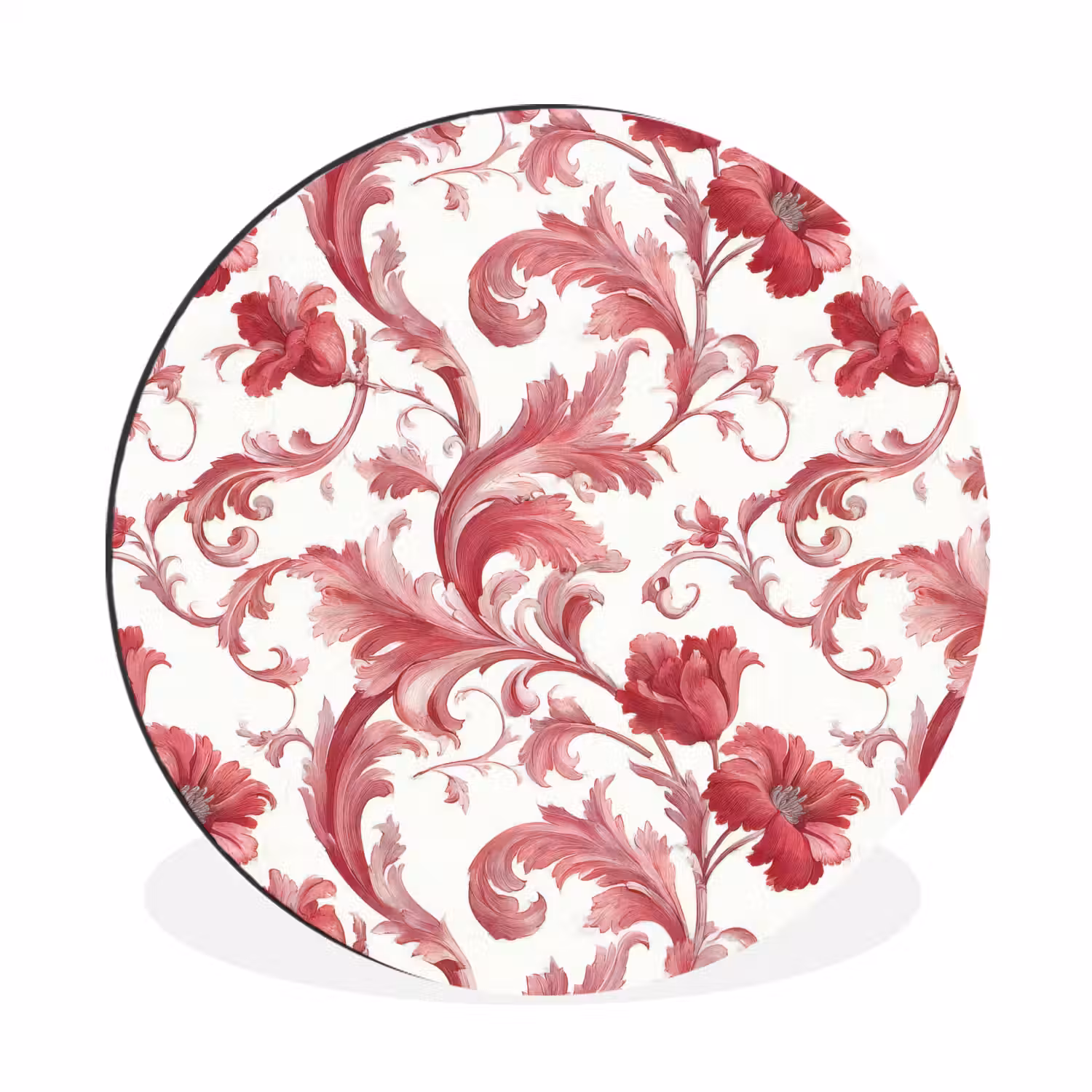 Barok - Patroon - Rood Wandcirkel aluminium klein 190 -3d
