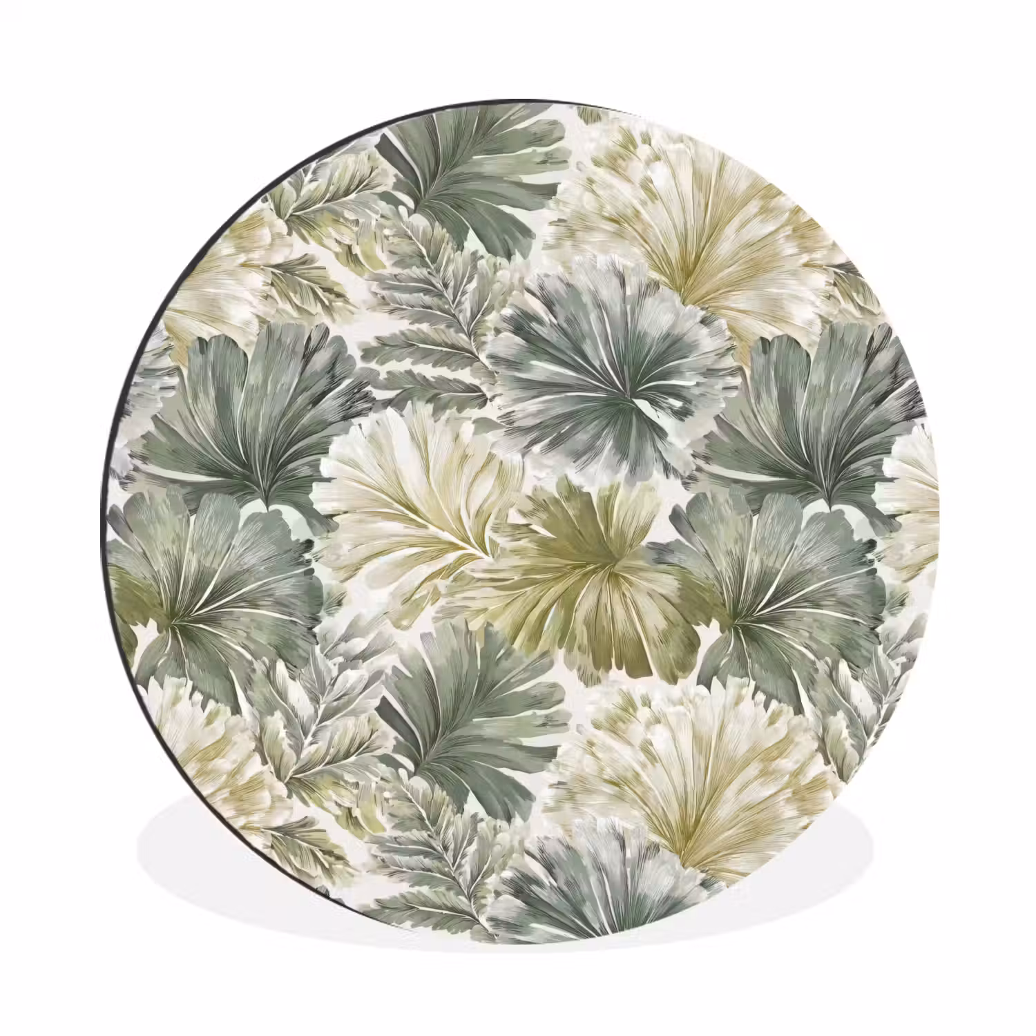 Bladeren - Botanisch - Groen Wandcirkel aluminium klein 190 -3d