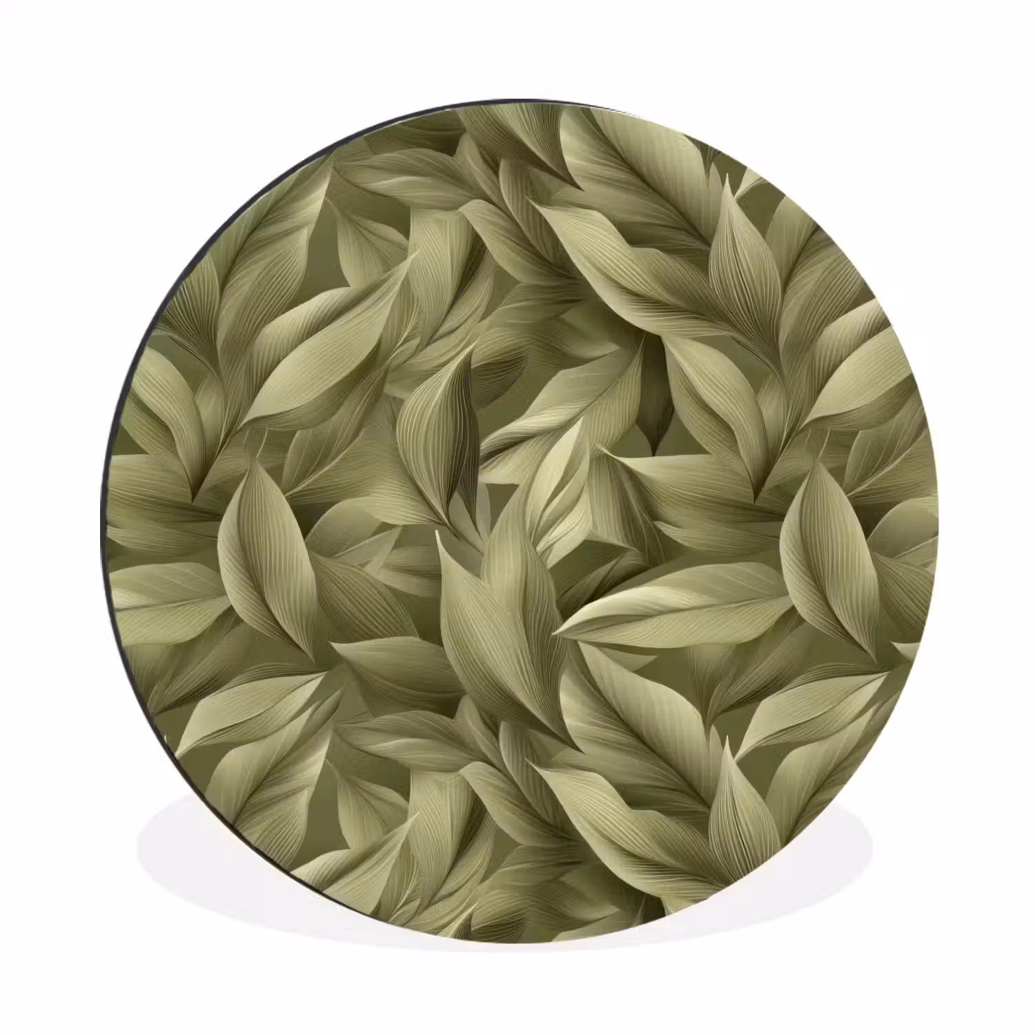 Bladeren - Modern - Groen Wandcirkel aluminium klein 190 -3d