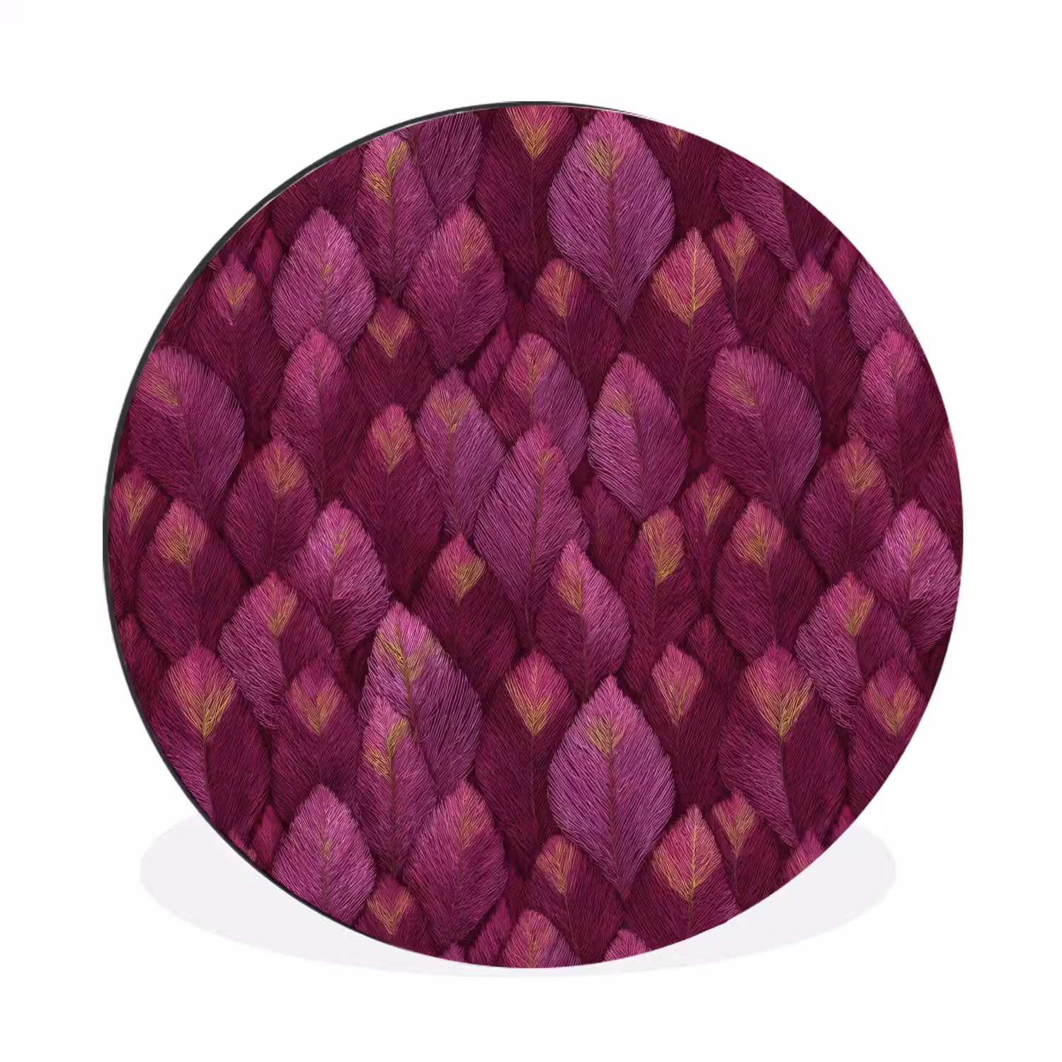 Bladeren - Patroon - Burgundy Wandcirkel aluminium klein 190 -3d