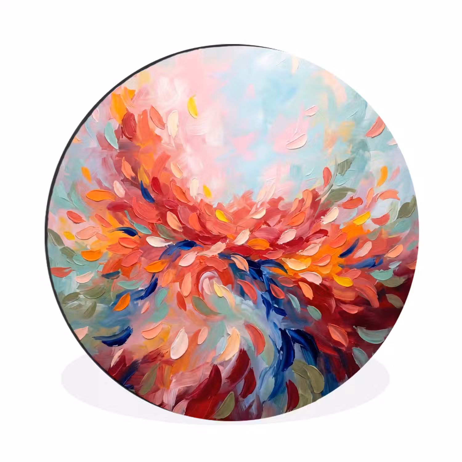 Bloemen - Abstract - Kunst - Modern Wandcirkel aluminium klein -3d