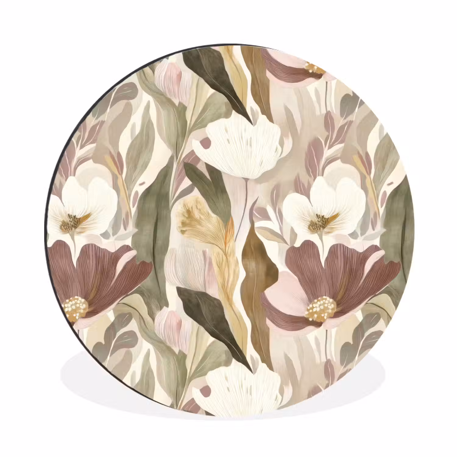 Bloemen - Aquarel - Kleurrijk Wandcirkel aluminium klein 190 -3d