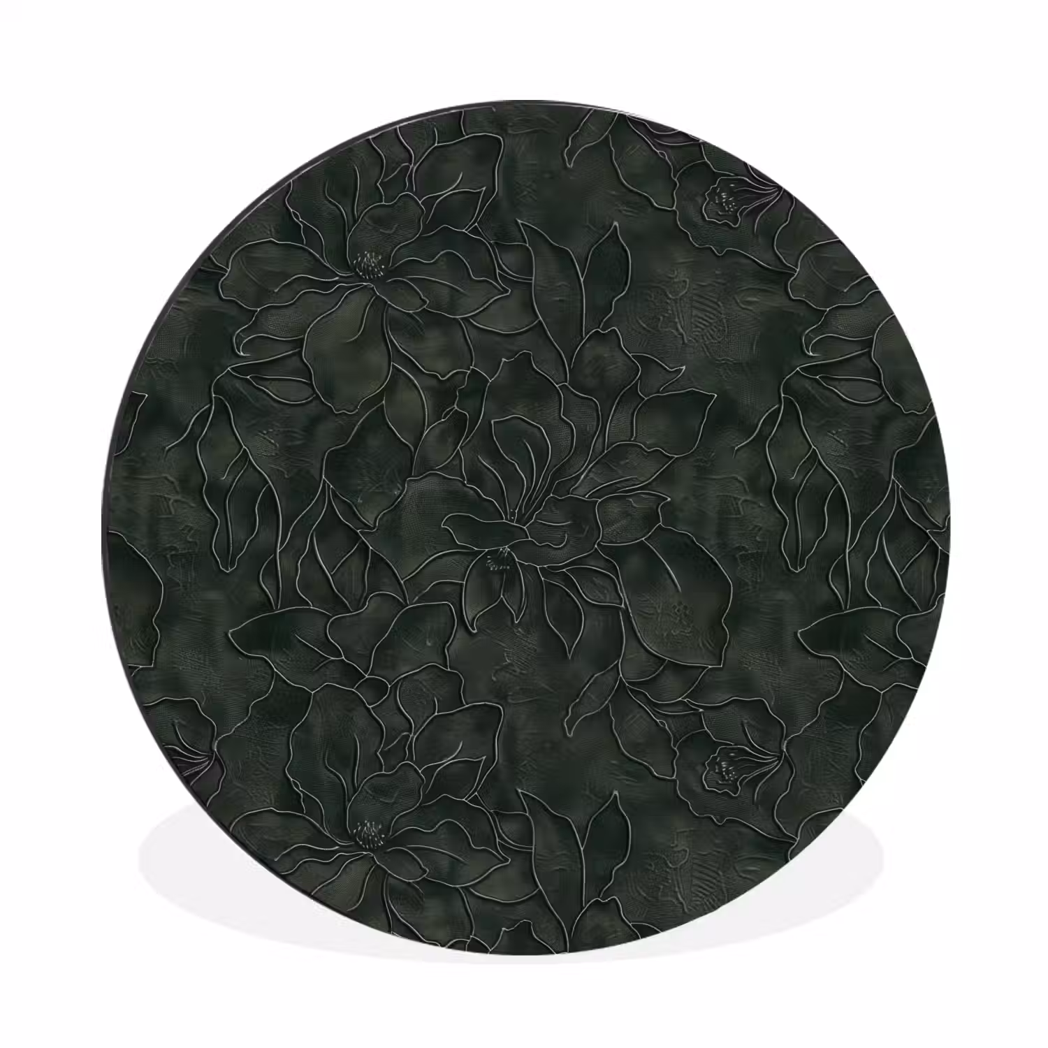 Bloemen - Lijnen - Groen Wandcirkel aluminium klein 190 -3d
