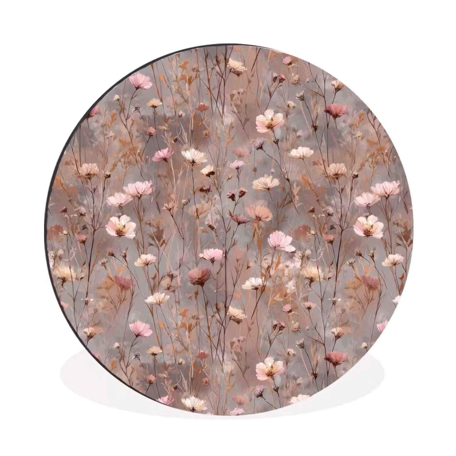 Bloemen - Wild - Pastel Wandcirkel aluminium klein 190 -3d