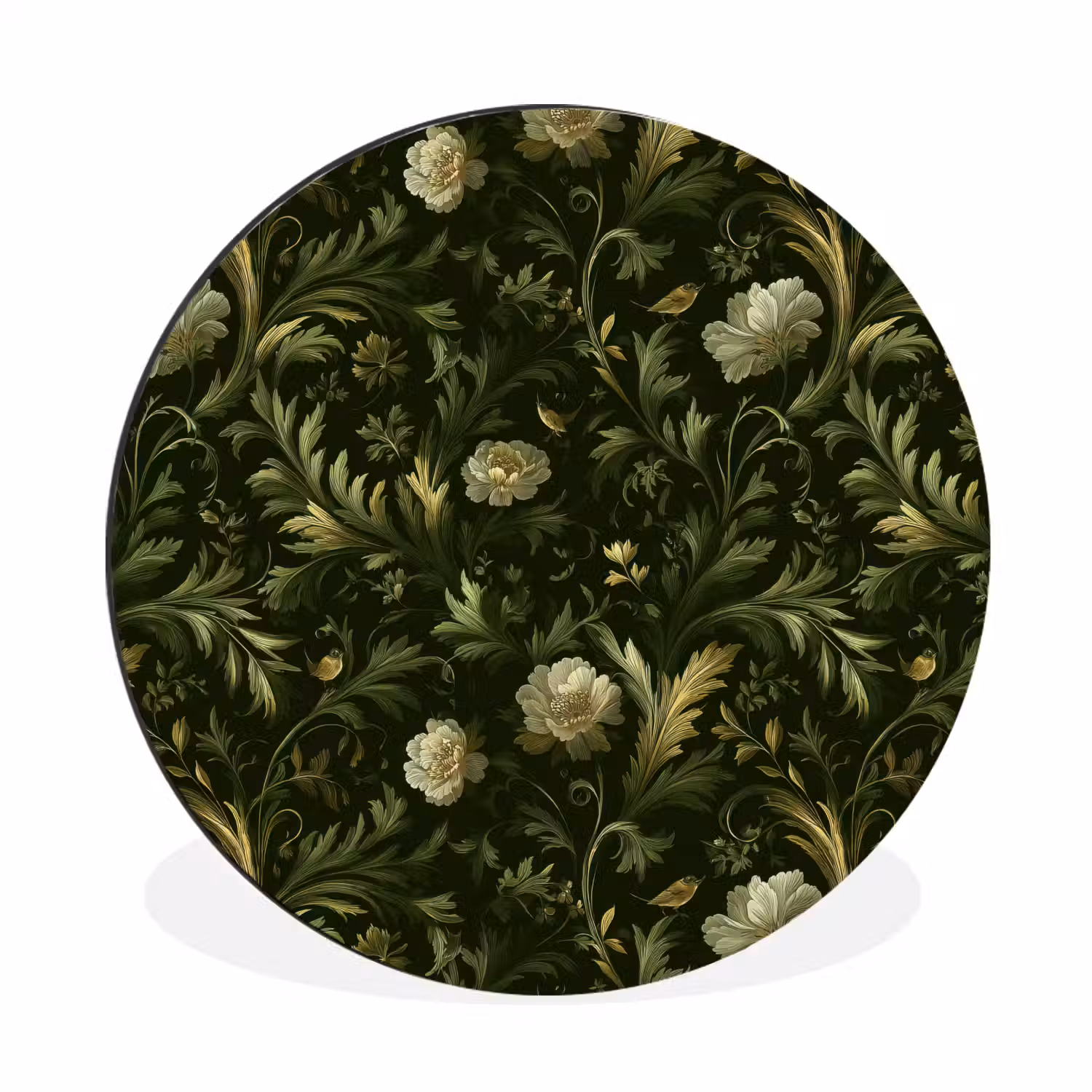 Botanisch - Naadloos - Bloemen Wandcirkel aluminium klein 190 -3d