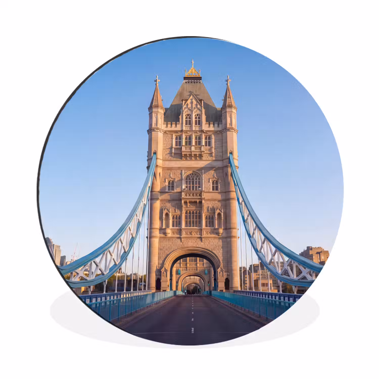 Brug - Toren - Architectuur - Klassiek - Blauw Wandcirkel aluminium klein -3d