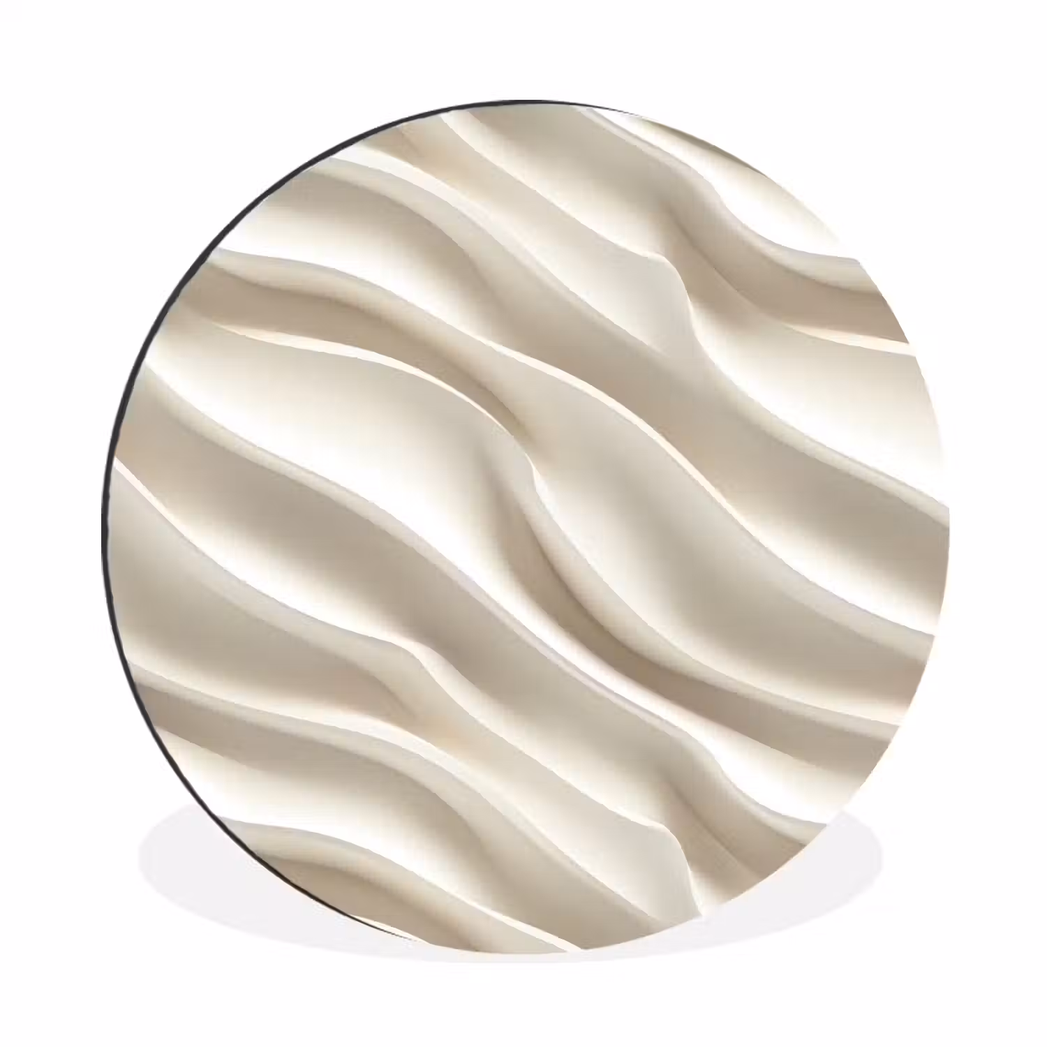 Diagonaal - Golven - Crème Wandcirkel aluminium klein 190 -3d