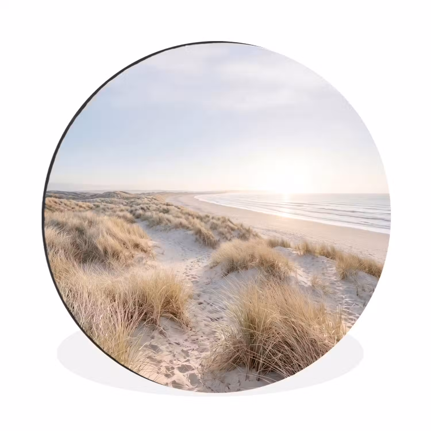 Duinen - Strand - Beige Wandcirkel aluminium klein -3d