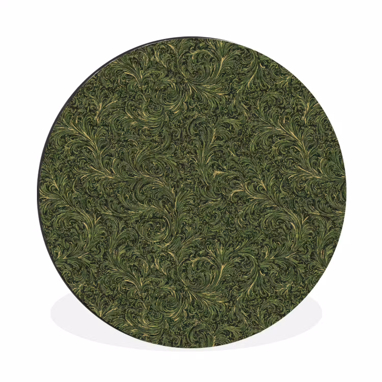 Donker - Groen - Krullend - Botanisch Wandcirkel aluminium klein 190 -3d