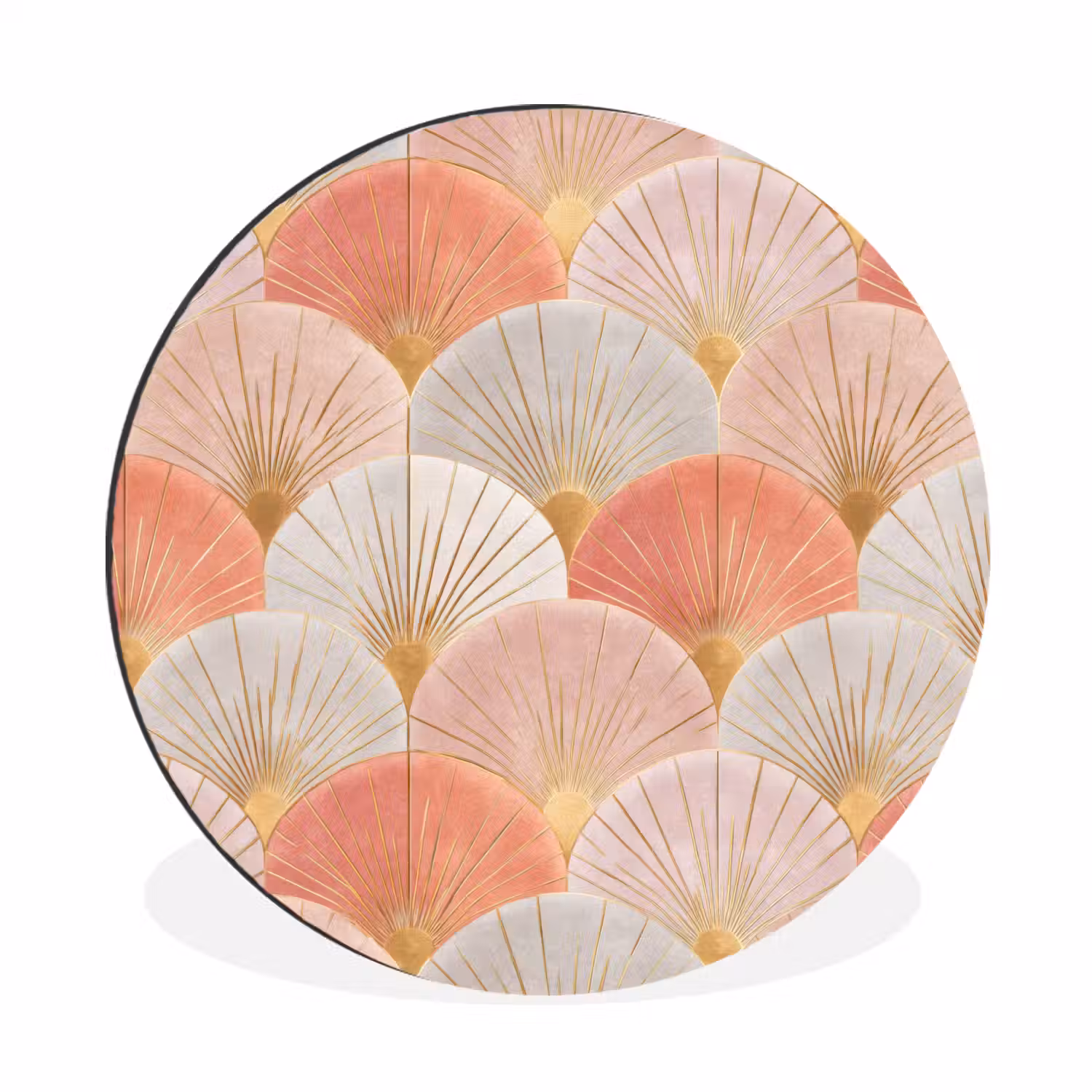 Waaiers - Goud - Roze Wandcirkel aluminium klein 190 -3d