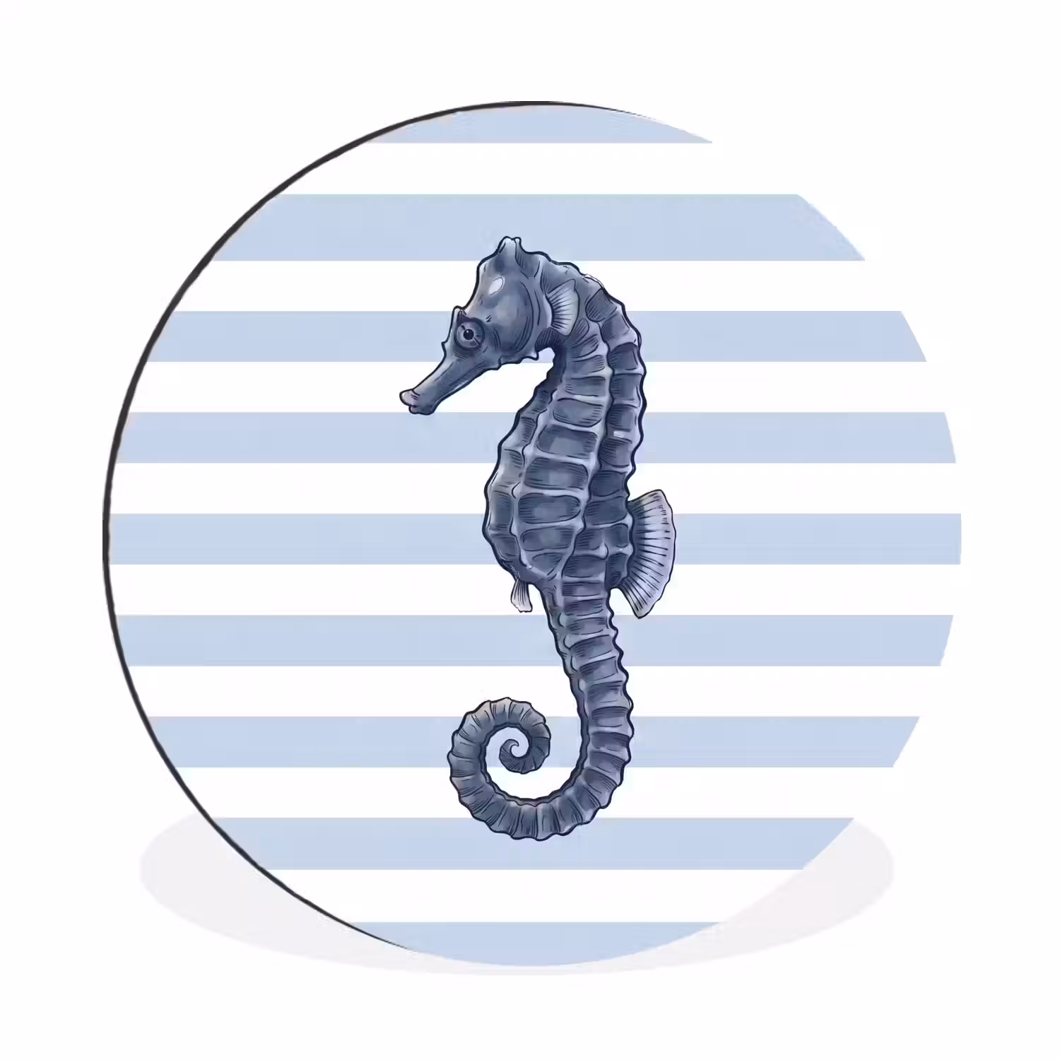 Vis - Oceaan - Illustratie - Blauw - Strepen Wandcirkel aluminium klein -3d
