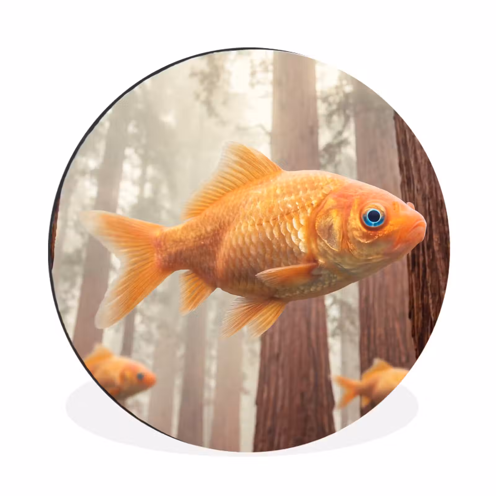 Alu-Dibond-Bild Rund - Fisch – Wald – Fantasie - Vis - Bos - Fantasie Wandcirkel aluminium klein