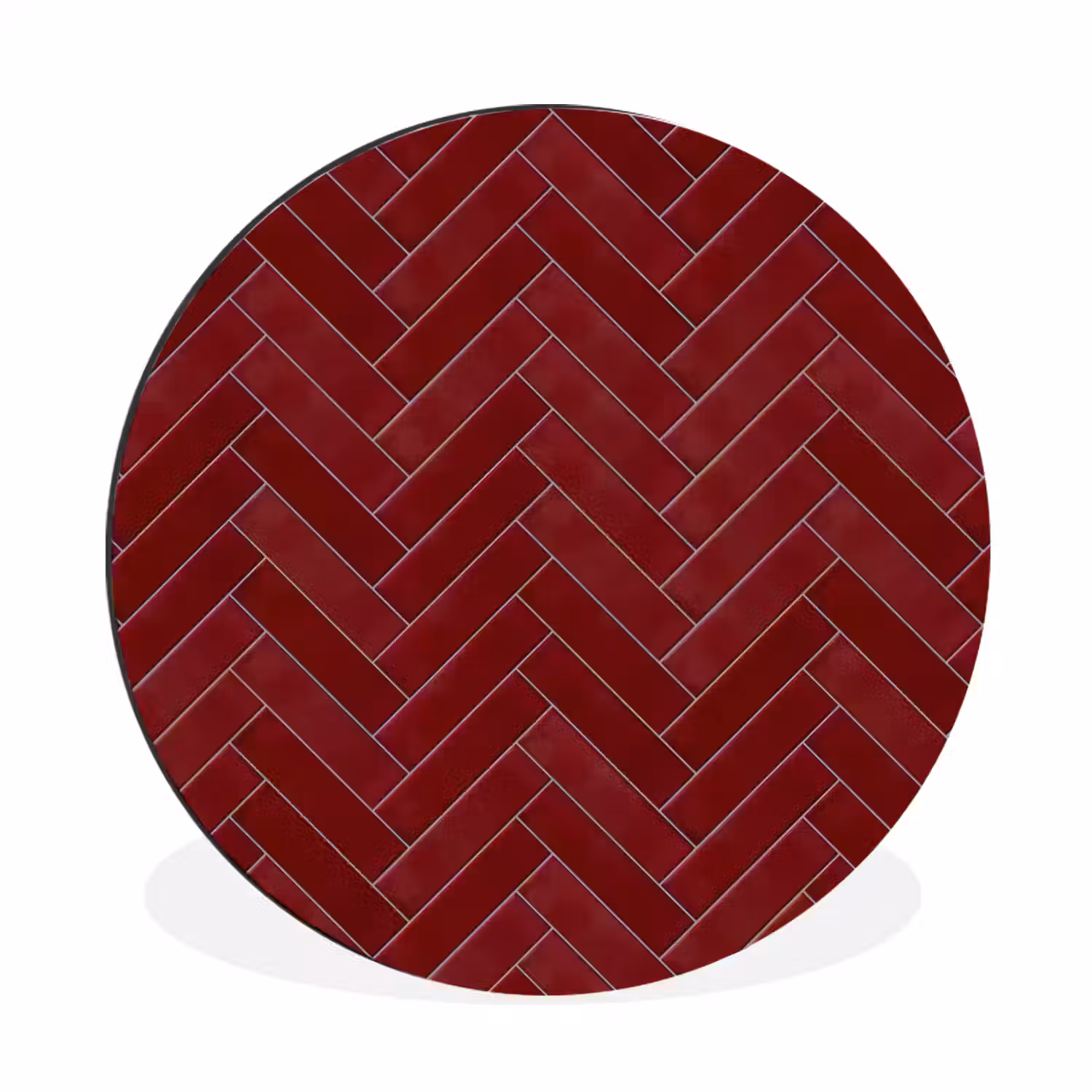Visgraat - Wandtegel - Bordeaux - Rood Wandcirkel aluminium klein 190 -3d