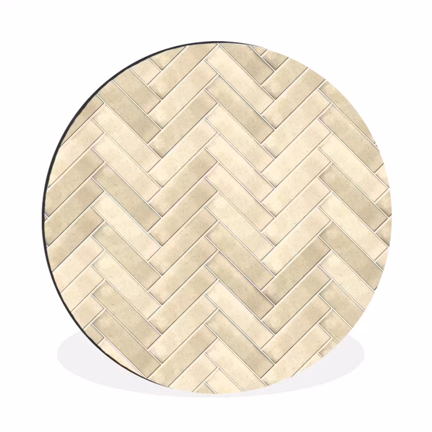 Visgraat - Wandtegel - Licht Beige Wandcirkel aluminium klein 190 -3d