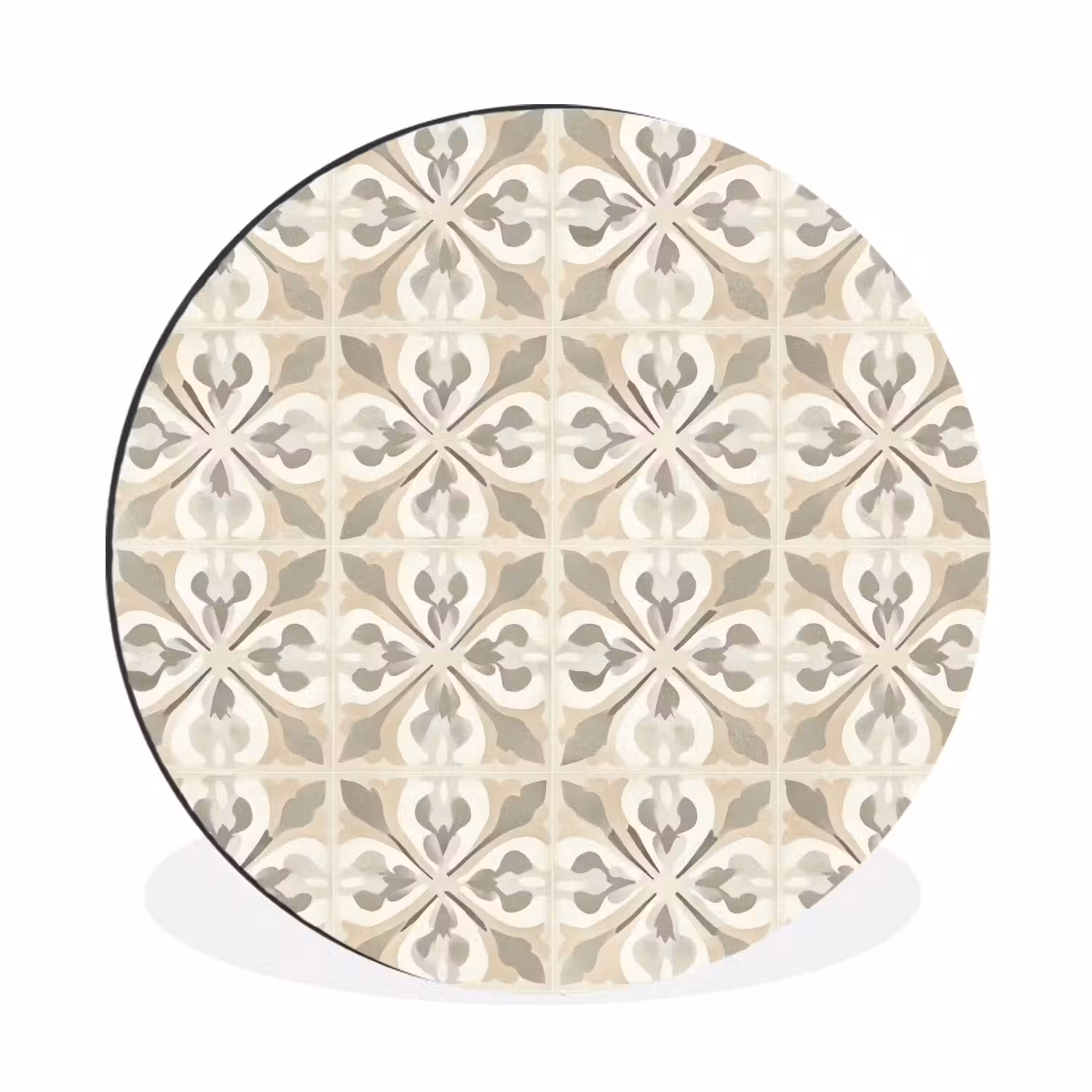 Tegel - Motief - Beige Wandcirkel aluminium klein 190 -3d