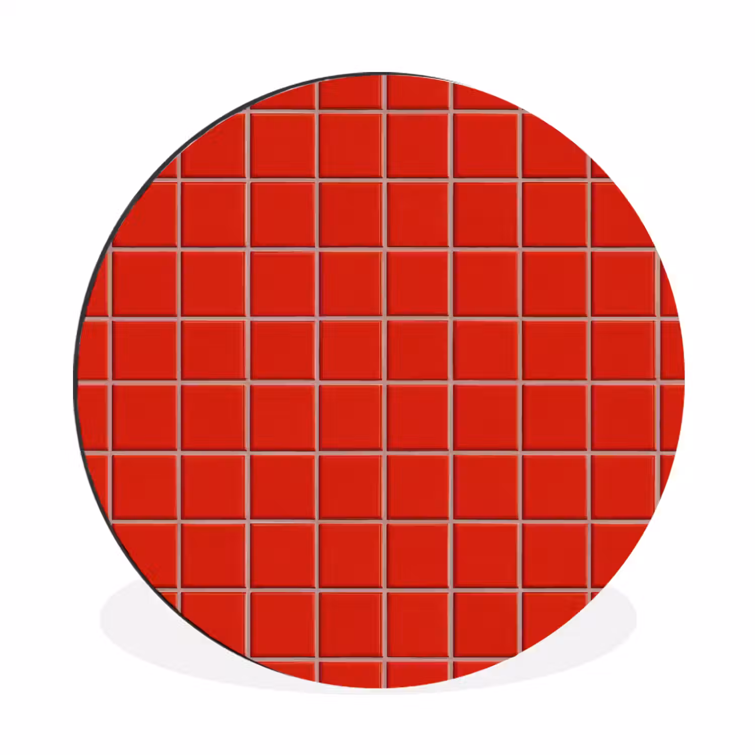 Tegel - Patroon - Kersen - Rood Wandcirkel aluminium klein 190 -3d