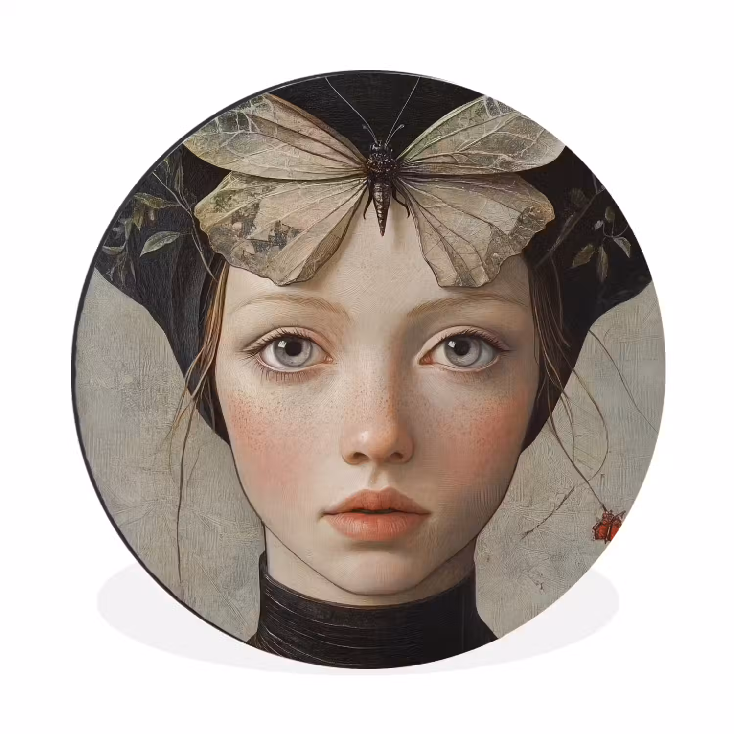 Woman - Butterfly - Art - Classic - Muted Wandcirkel aluminium klein -3d