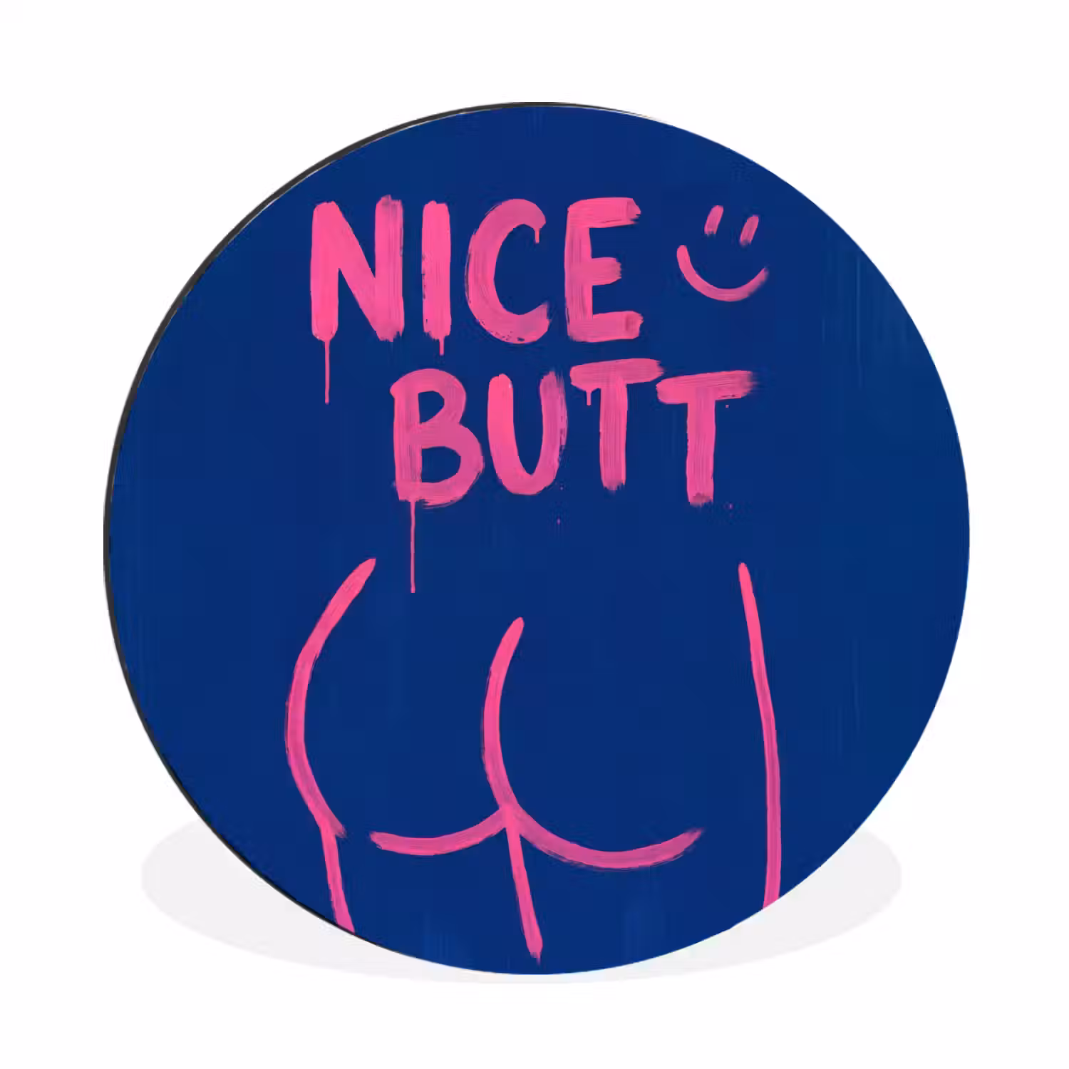 Brutaal - Grappig - Blauw Wandcirkel aluminium klein -3d